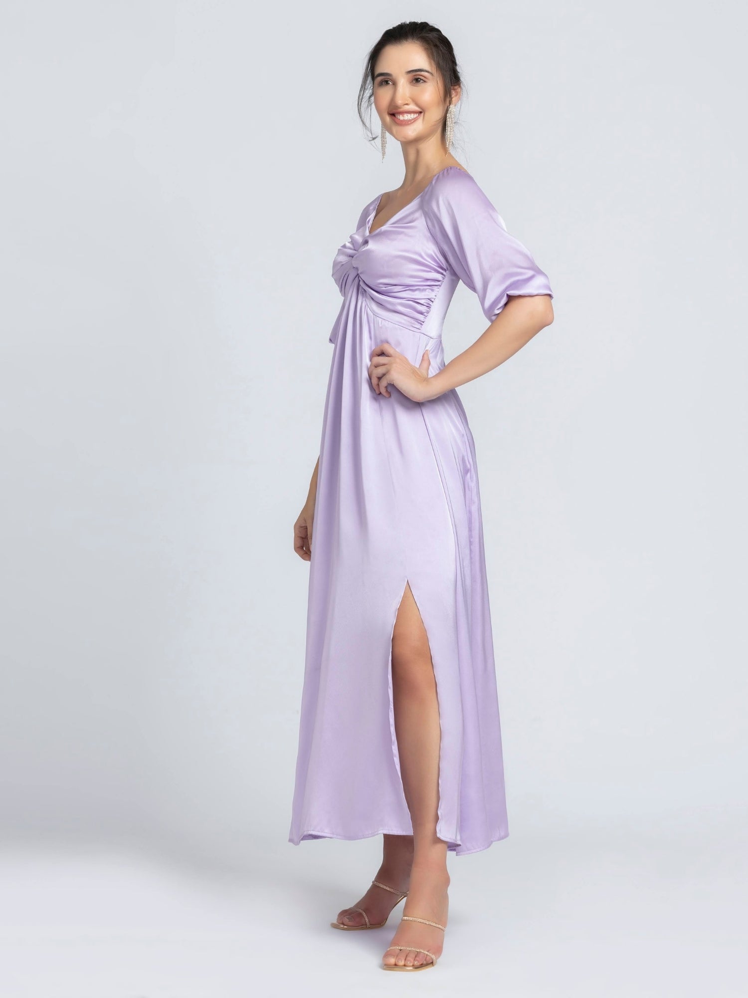 Lavender Elegance Sweetheart Maxi Dress
