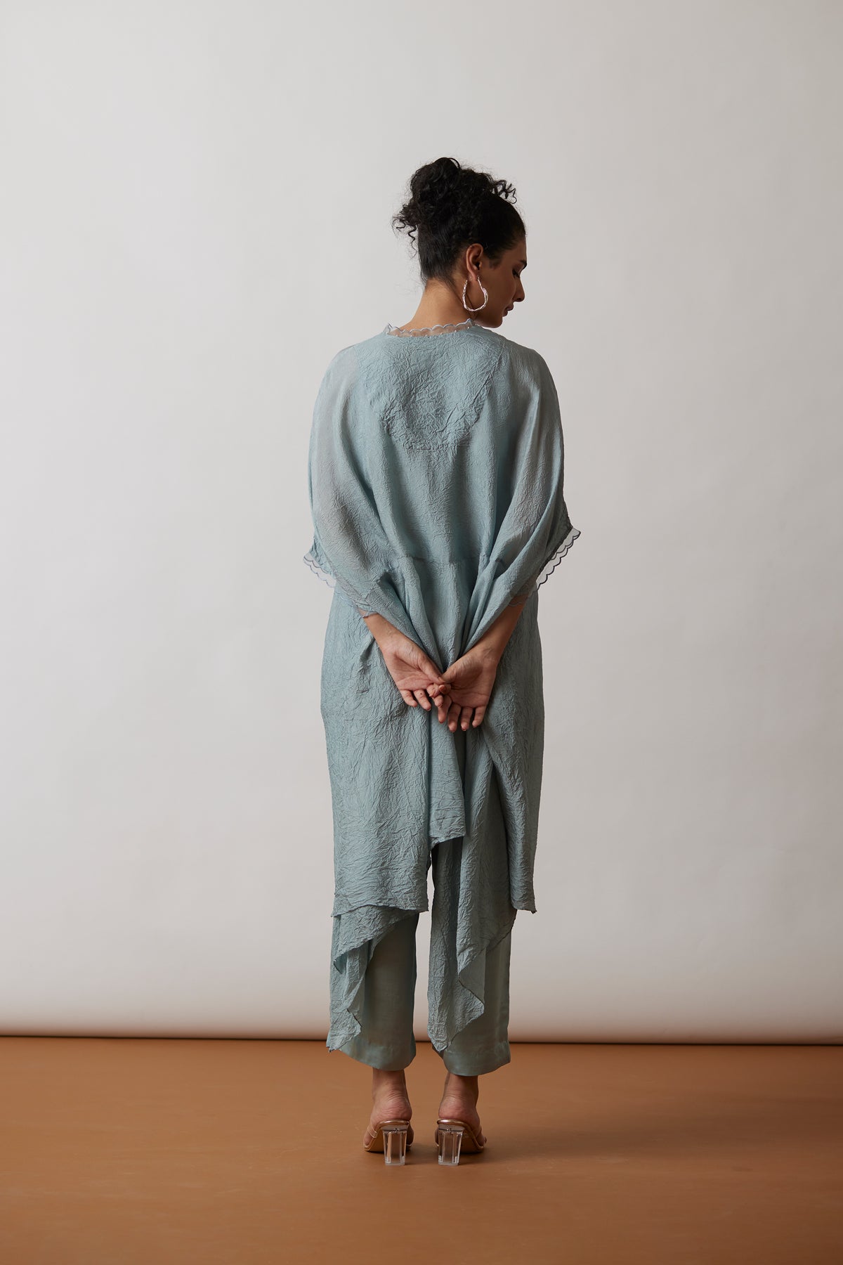 Cloud Blue Crushed silk Kaftan set