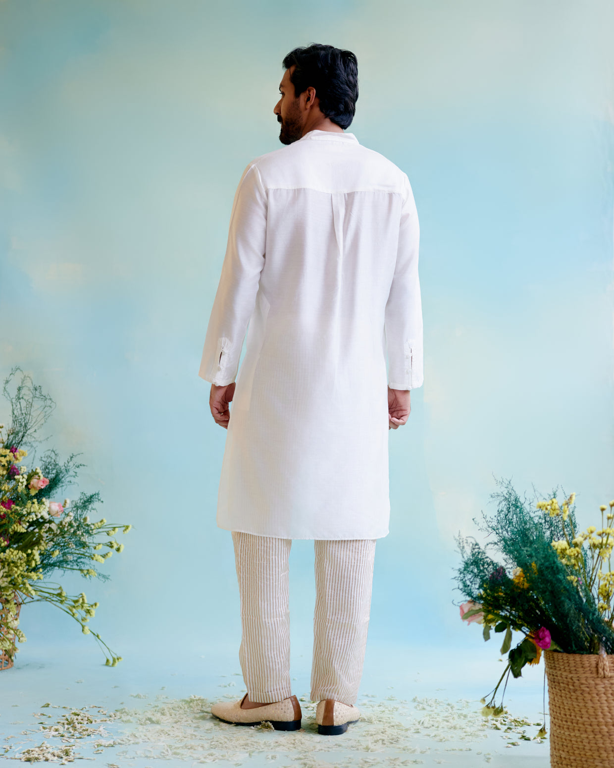 Ivory Lilac Chanderi Gota Kurta