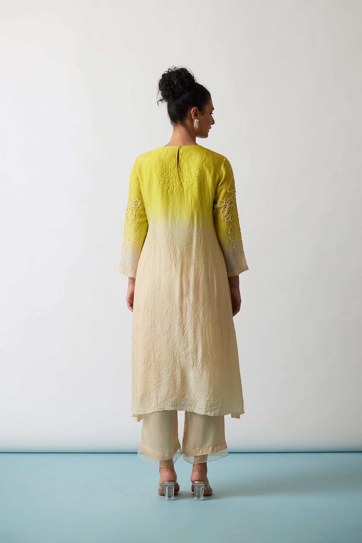 Citrene ombre Crushed silk kurta set