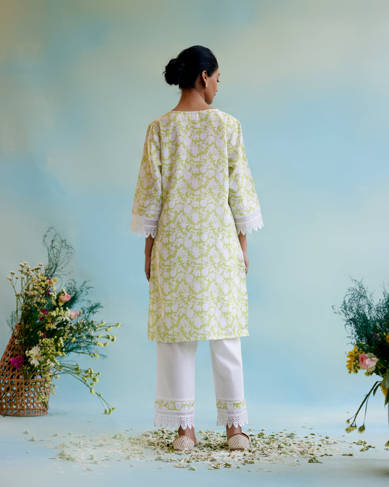 Indigo Muse Cotton Kurta with delicate lace detailing