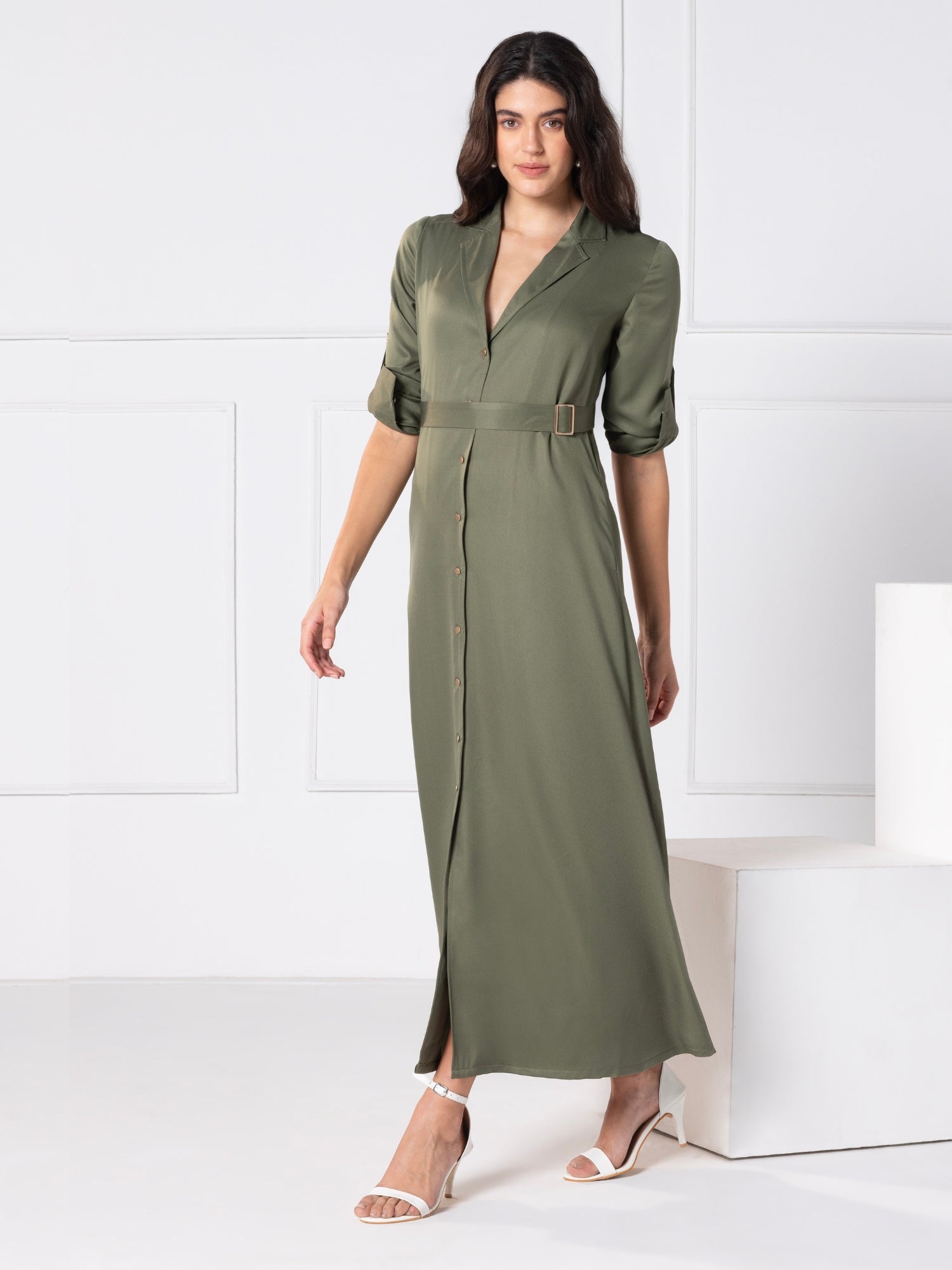 Olive Elegance Maxi Dress