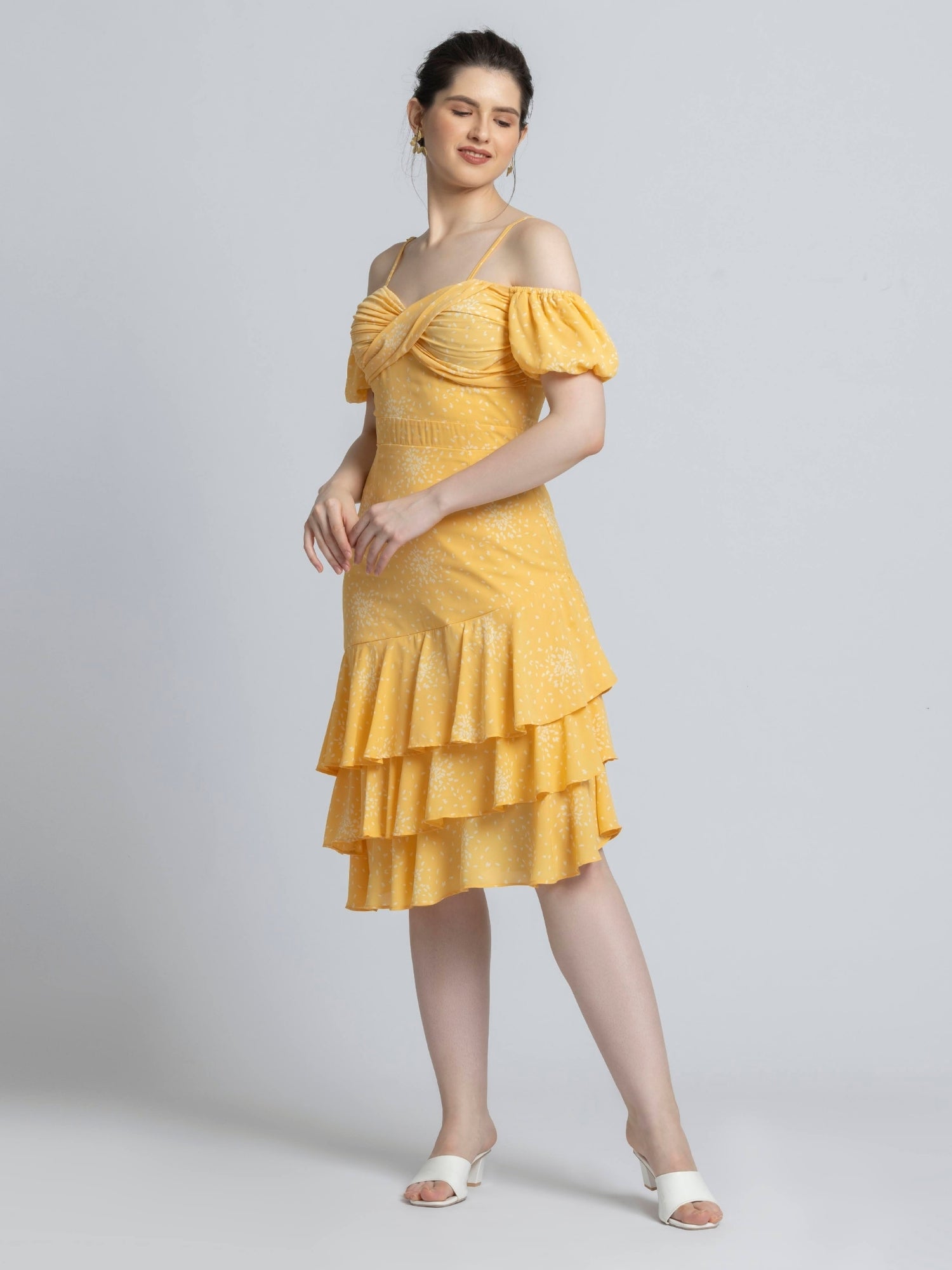 Sunlit Marigold Midi Dress