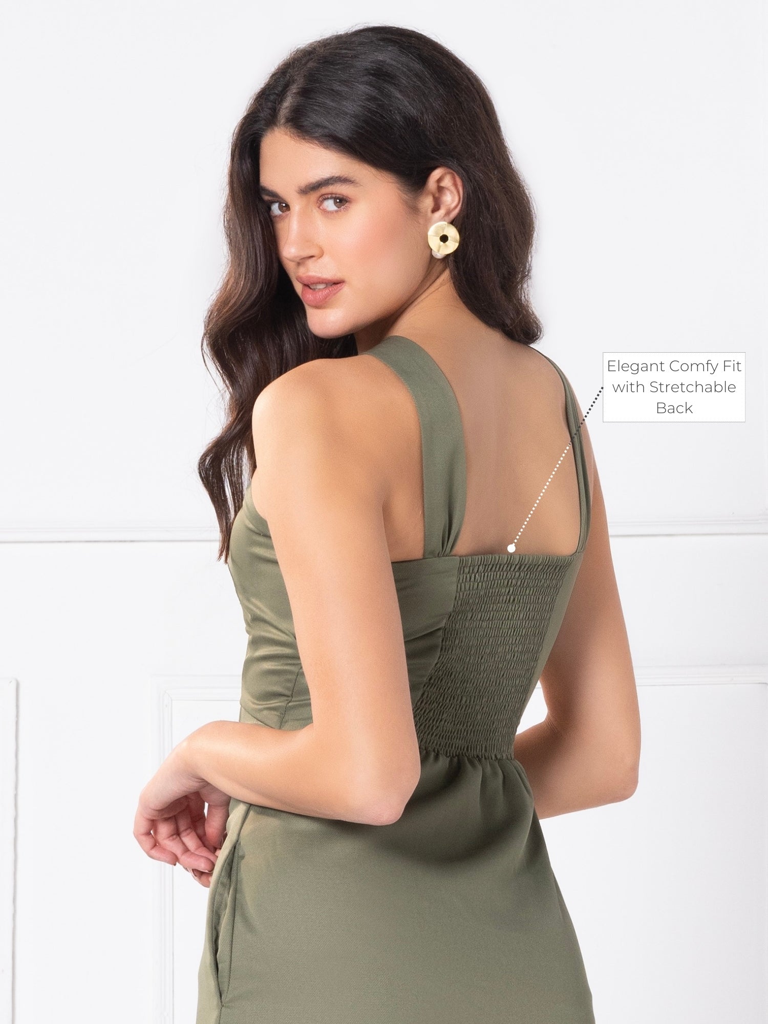 Olive Elegance Chic Midi Dress