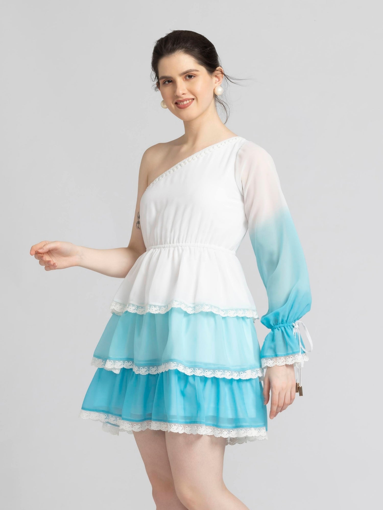 Whispering Blue Ombre Mini Dress
