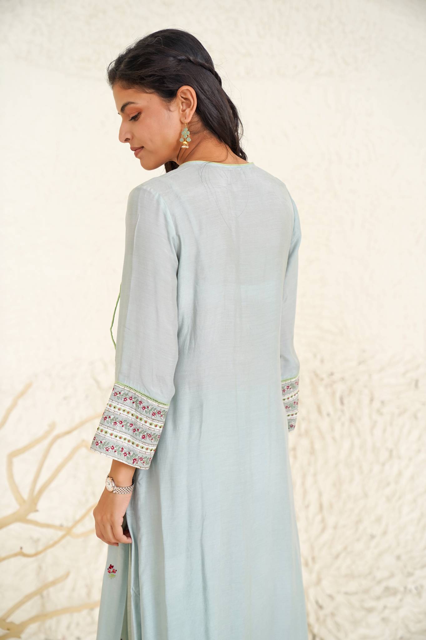 Whispering Blue Kurta with Pegged Pants- Set of 2