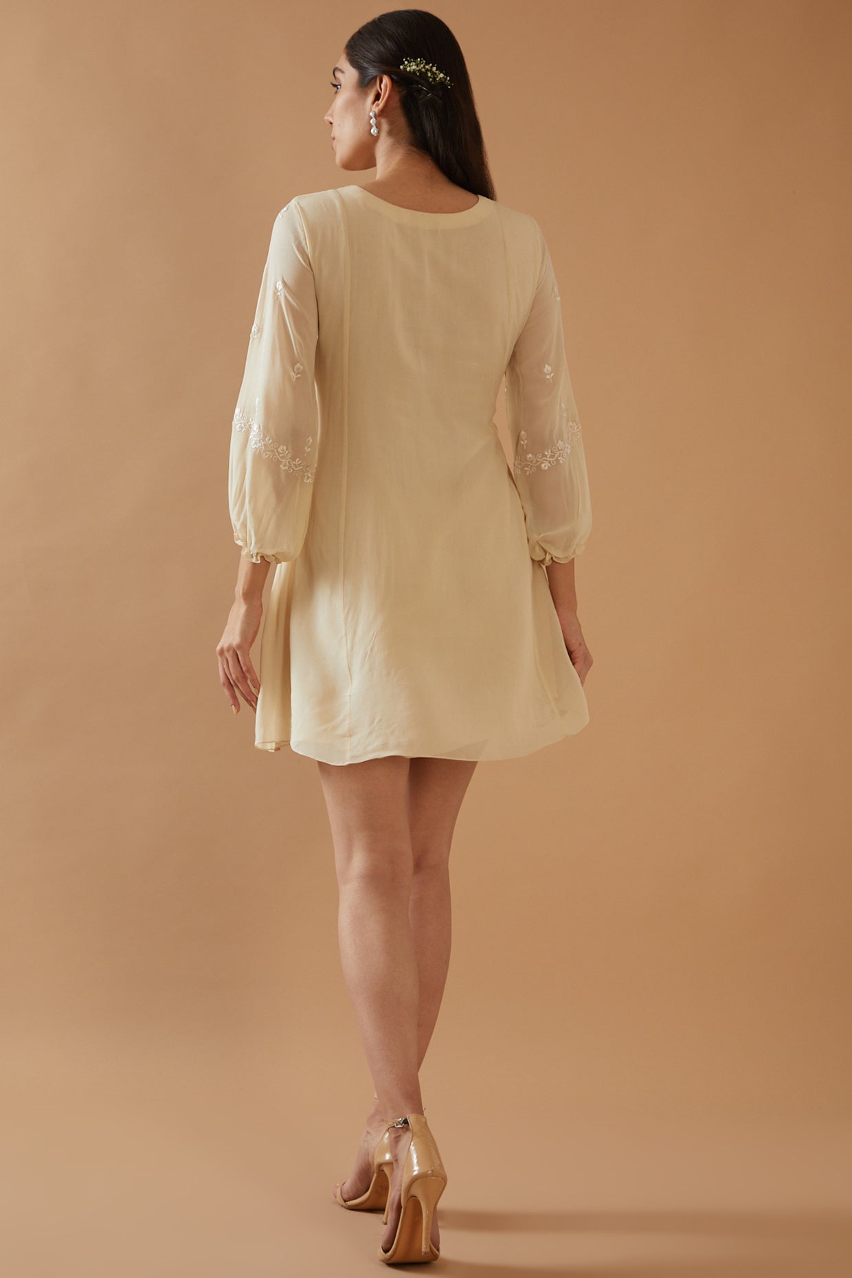 BEIGE EMBROIDERED DRESS