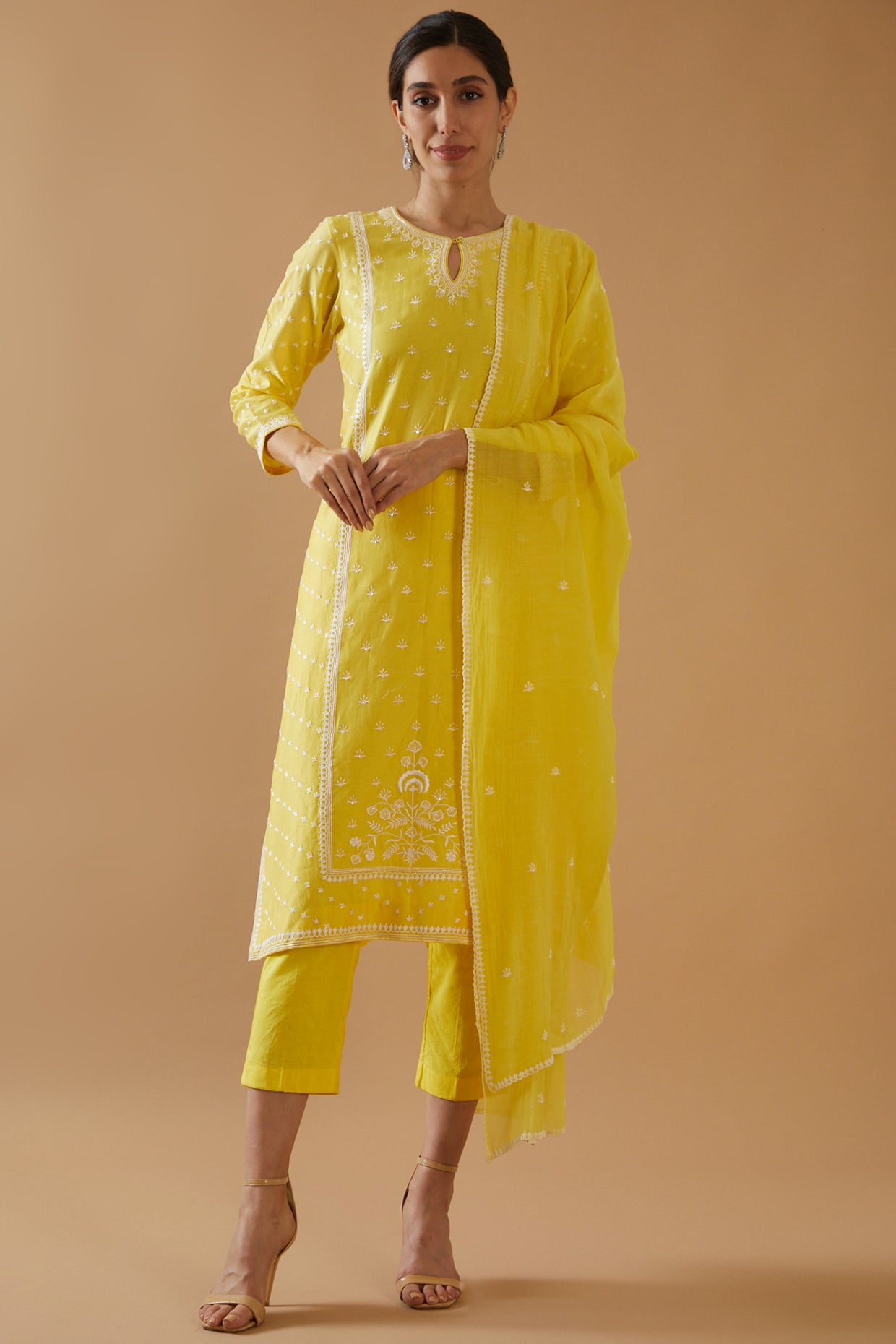 YELLOW CHAWAL TAKA KURTA SET