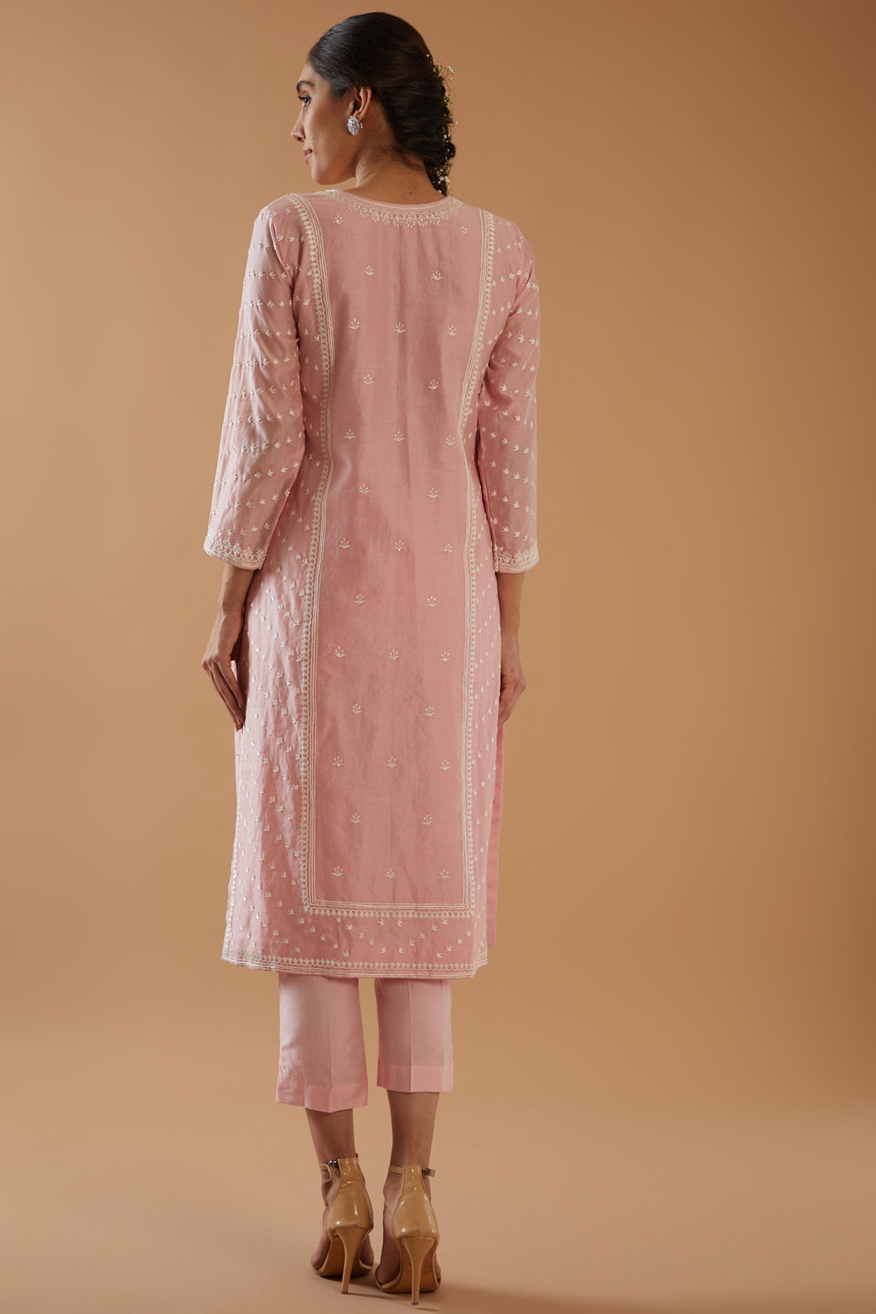 ROSE PINK CHAWAL TAKA KURTA SET