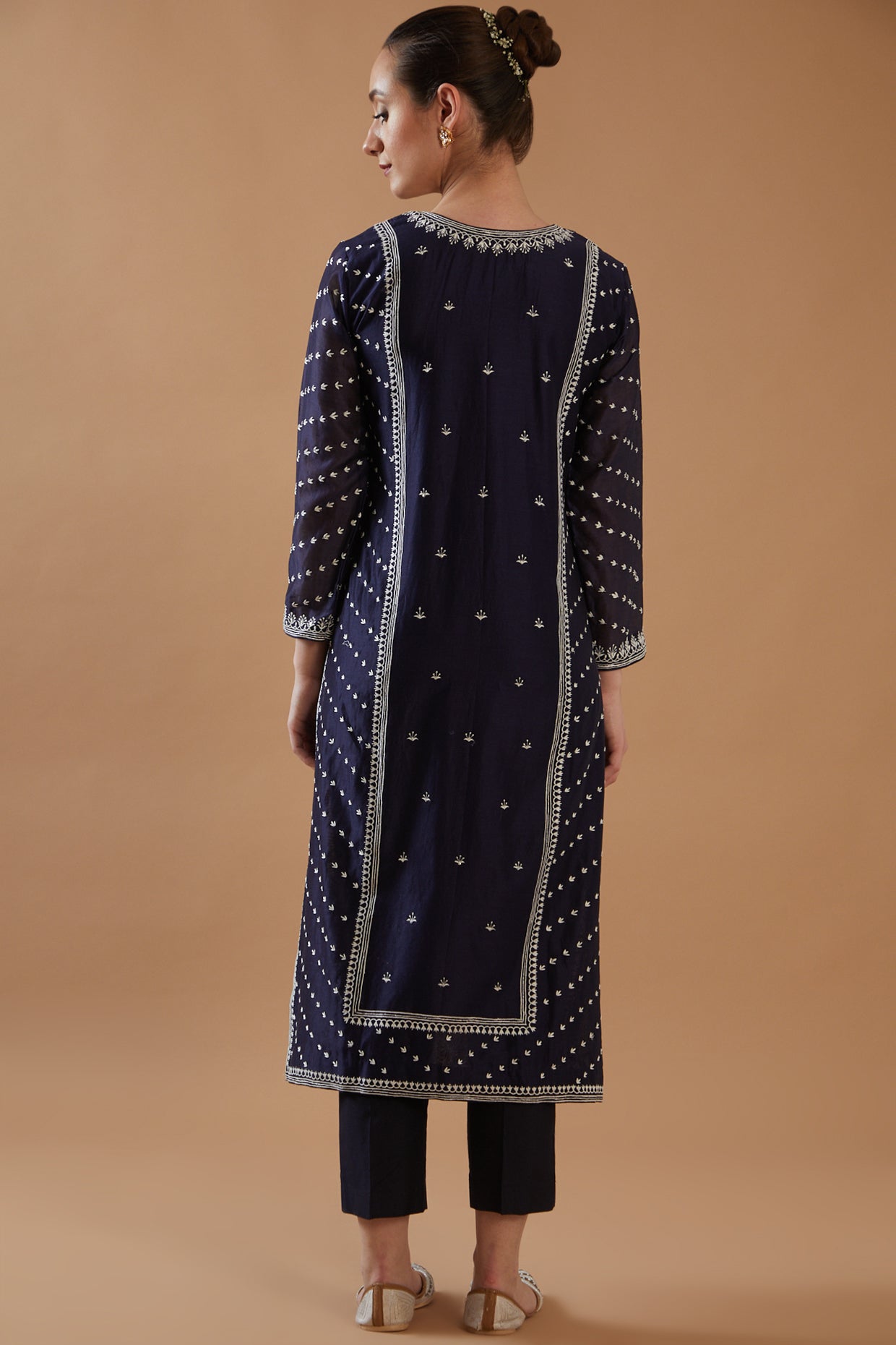 NAVY BLUE CHAWAL TAKA KURTA SET