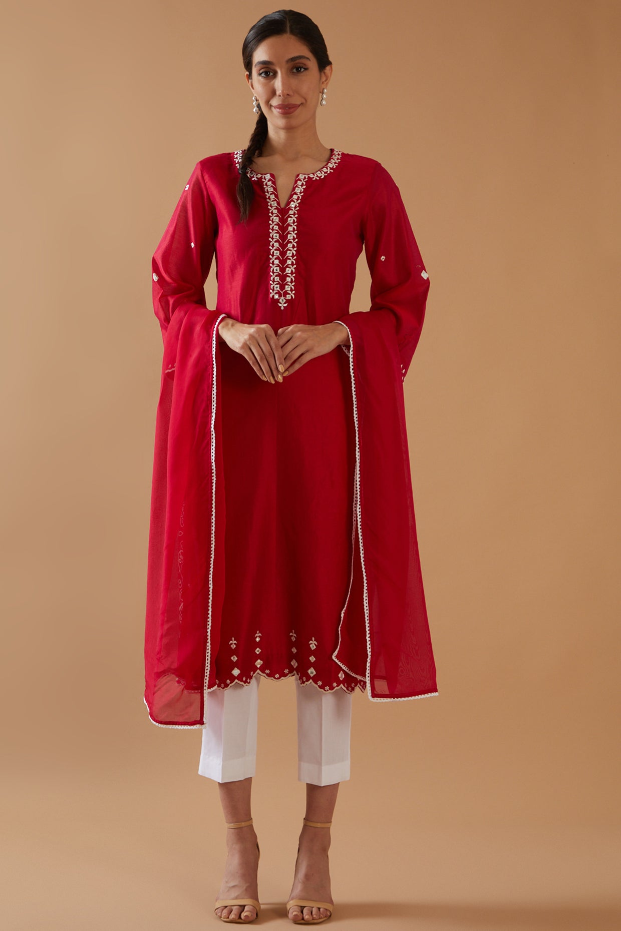 RANI PINK MIRROR WORK KURTA SET