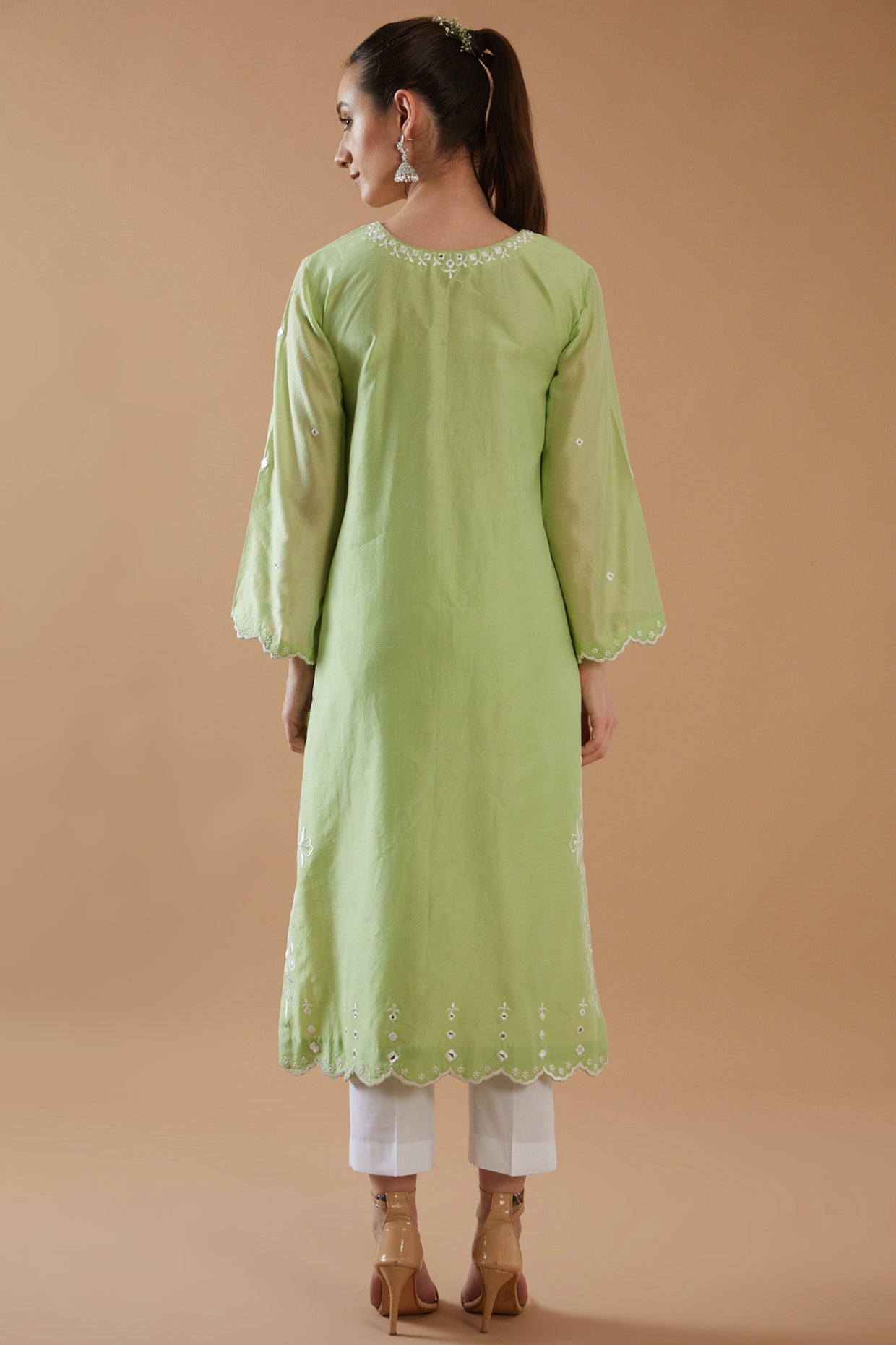 MINT GREEN MIRROR WORK KURTA SET