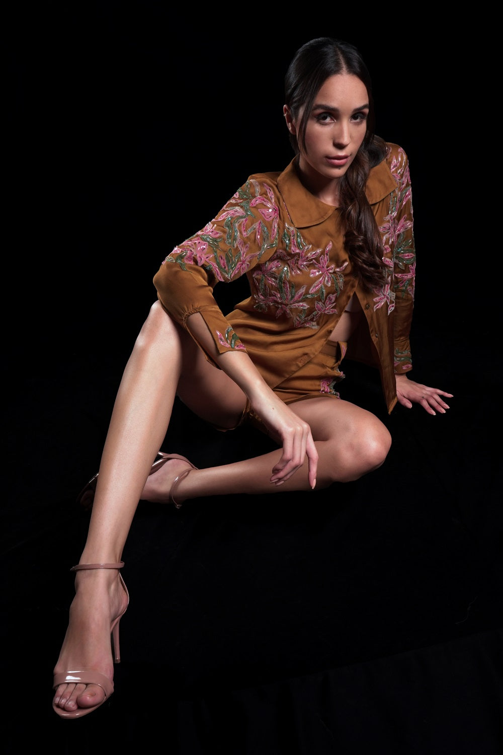 Golden Brown Top With Embroidery