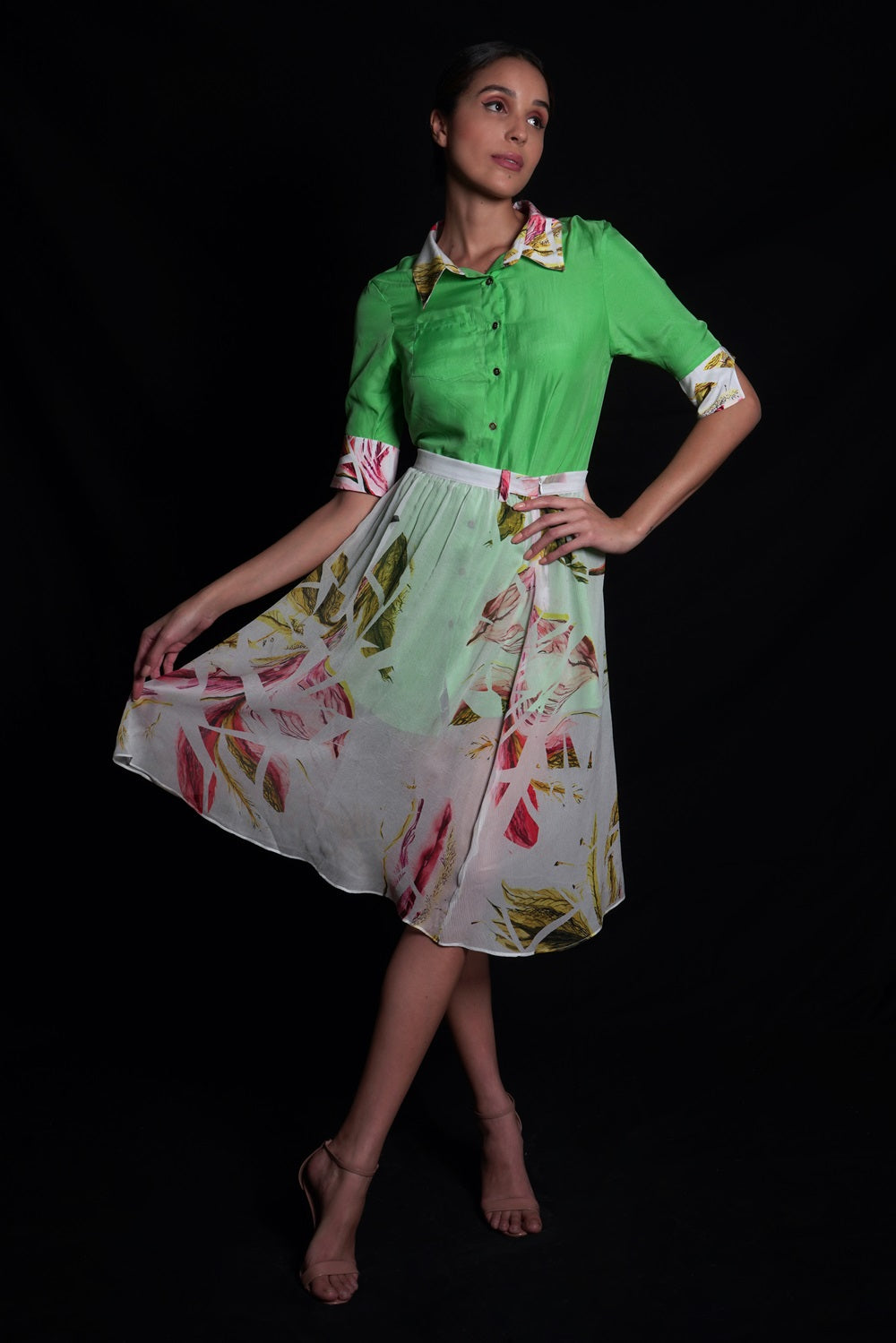 Lunar Rock Skirt With Floral Highlights