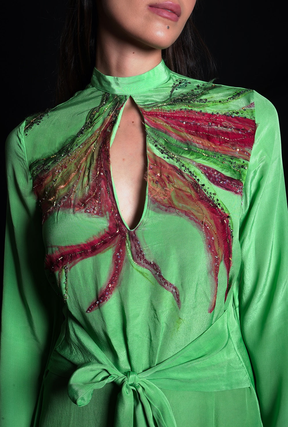 Absinthe Green Embroidered Dress