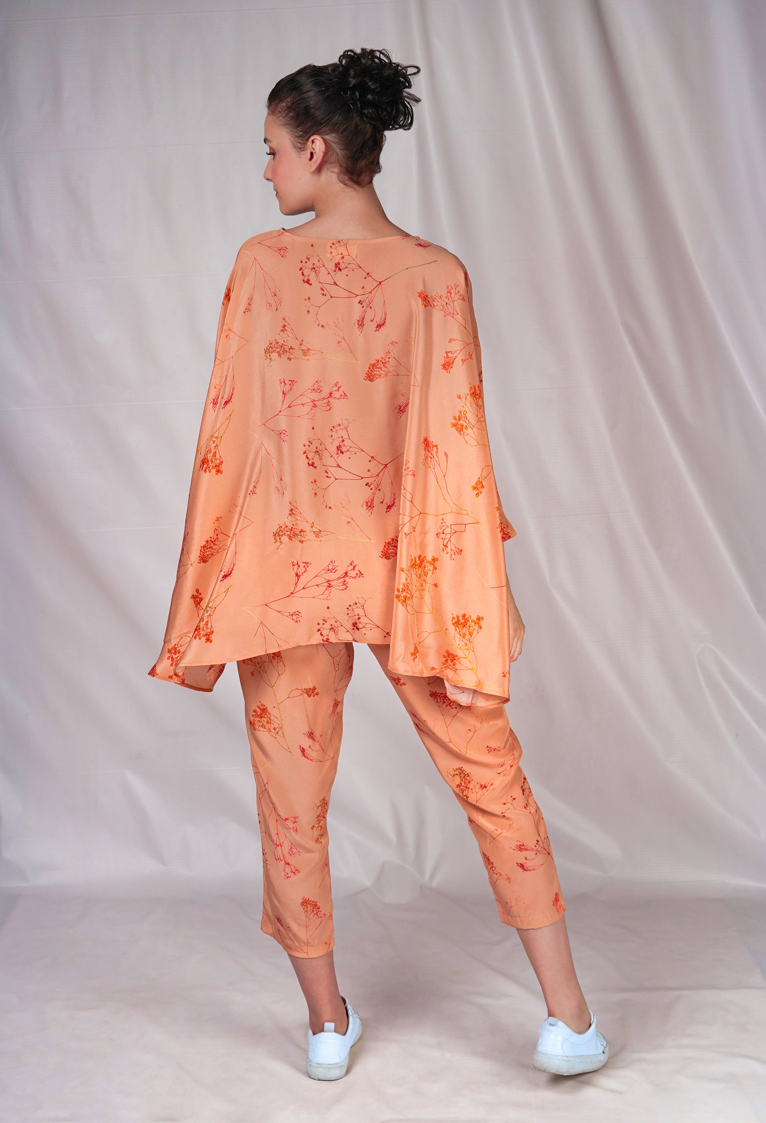 Pink embroidered top with kimono sleeves