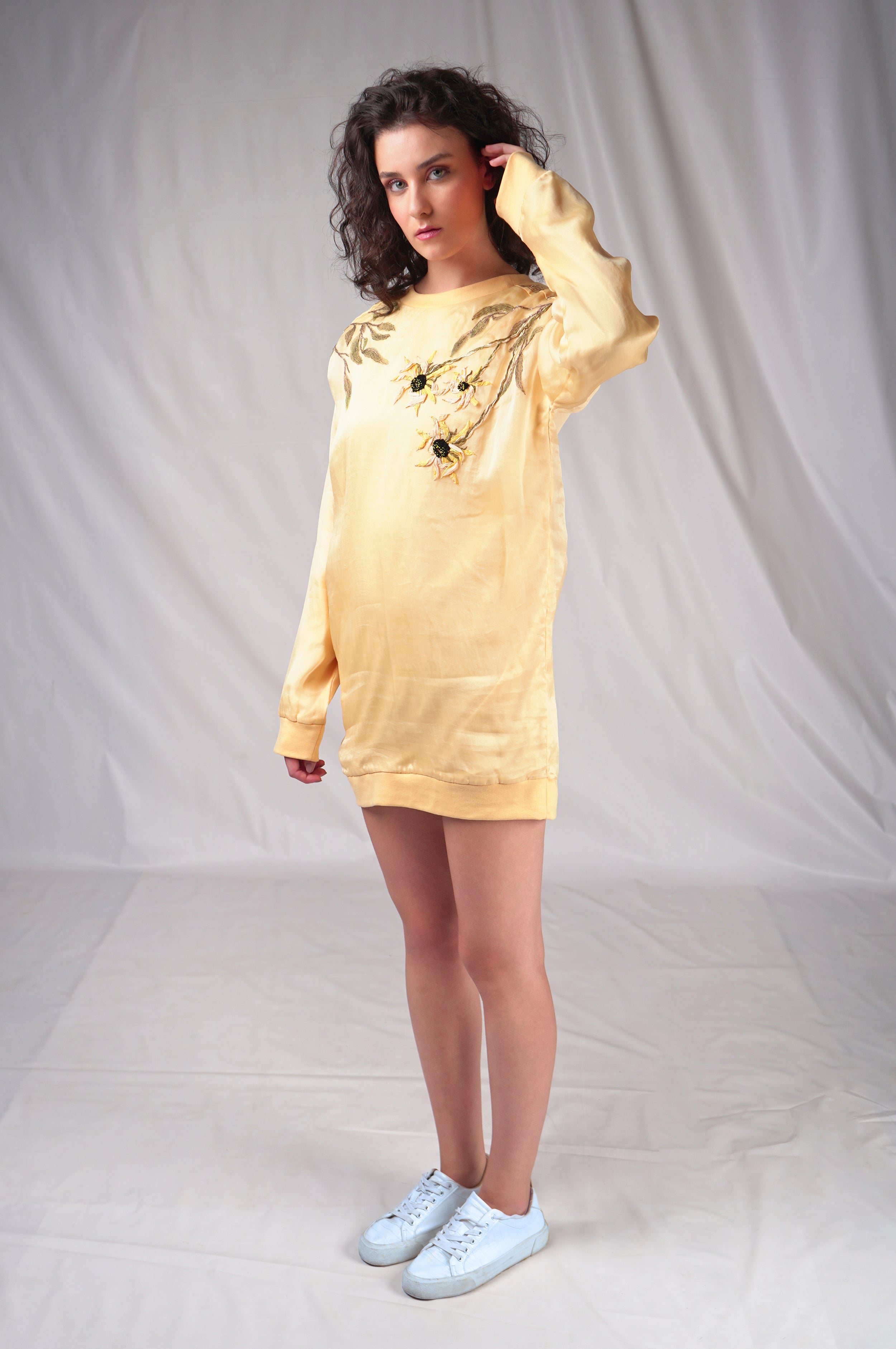 Yellow contemporary sweatshirt dress