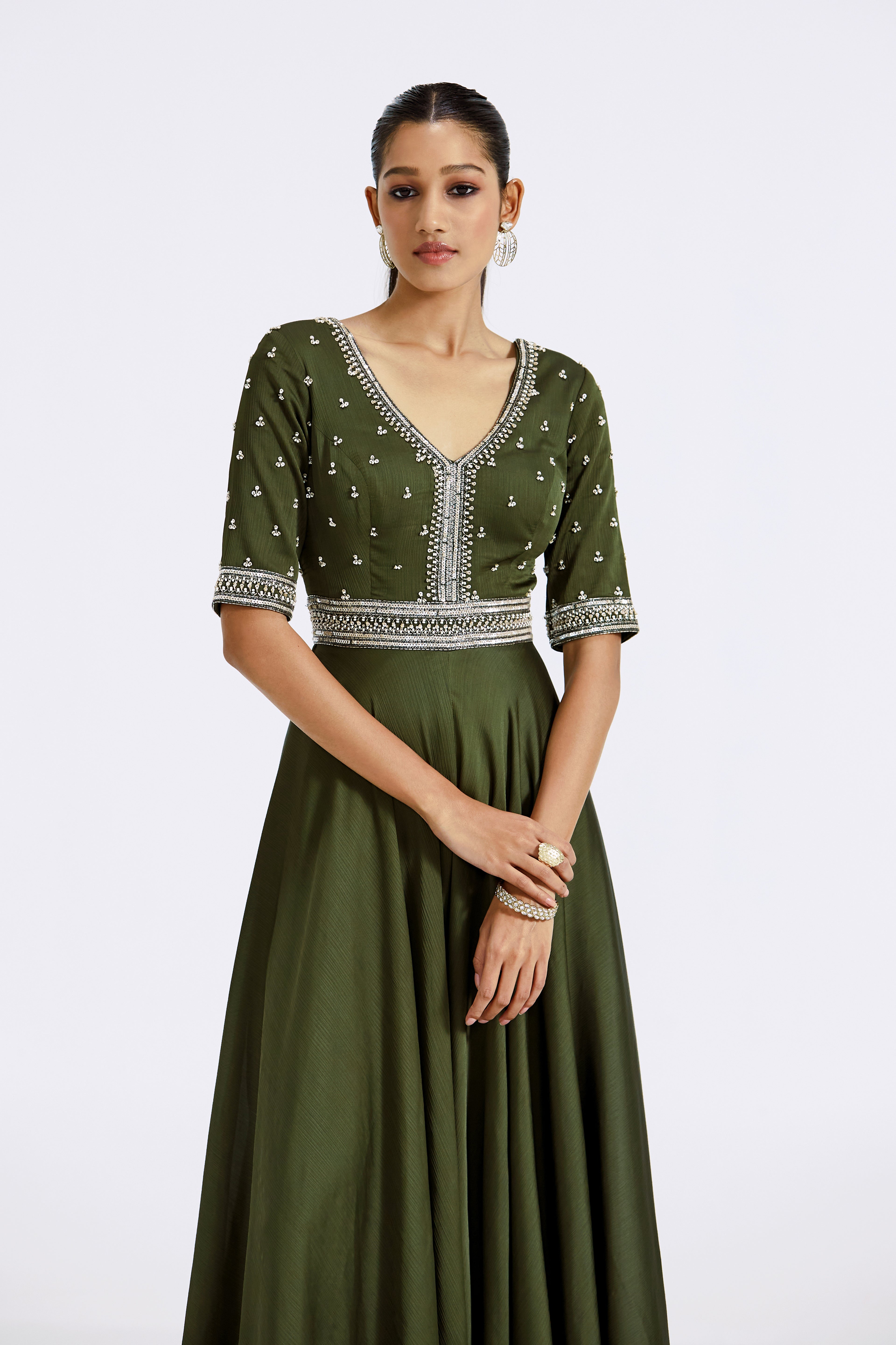 Green Embroidered Jumpsuit