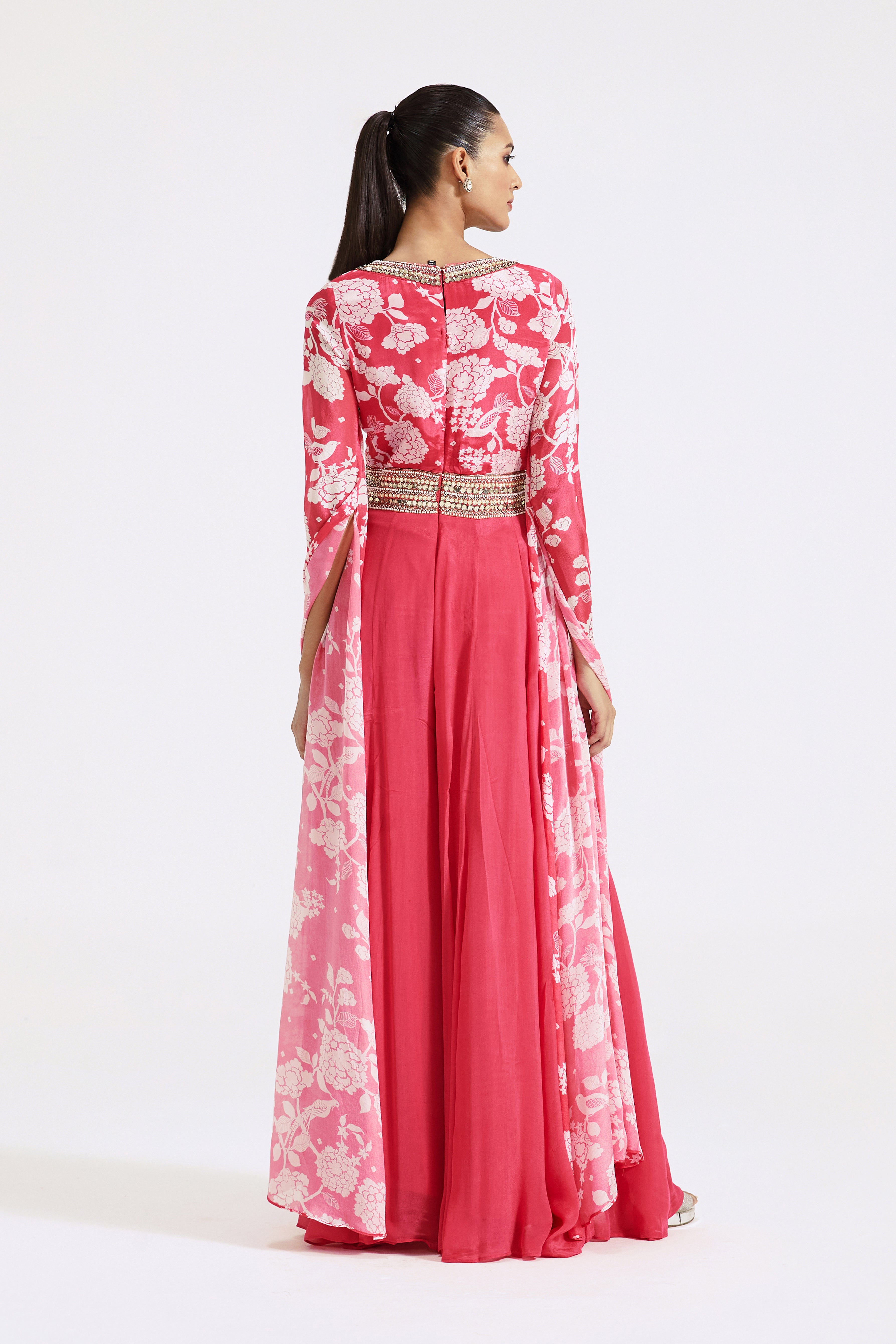 Pink Jumpsuit with Cape Sleeves