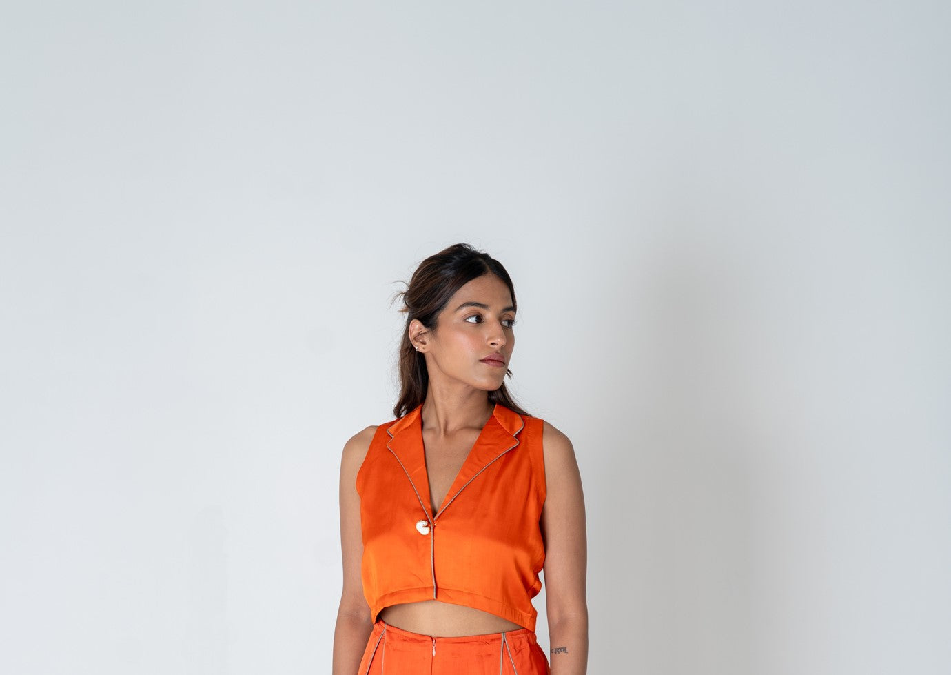 Orange Sleeveless Waistcoat Top