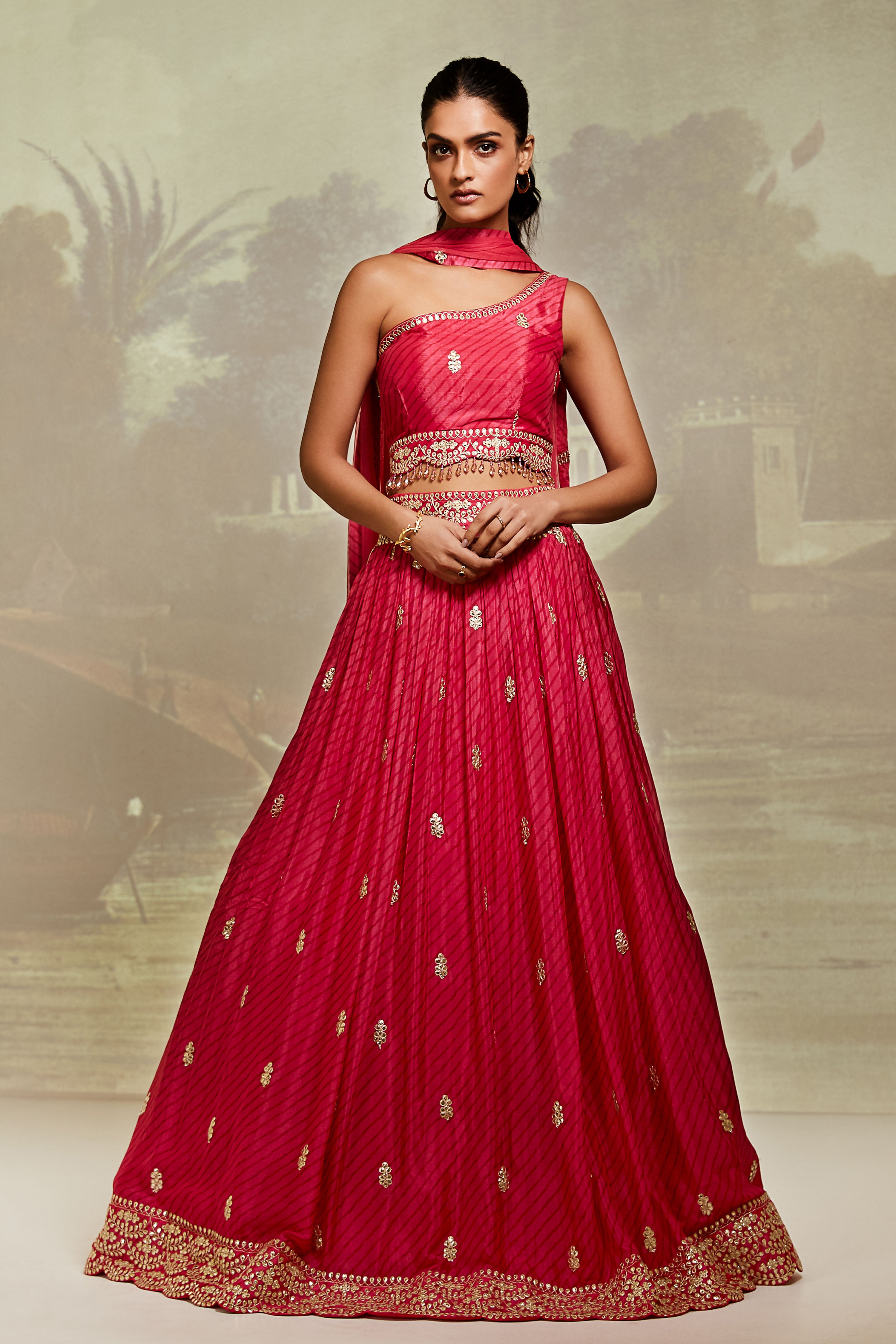 Pink Embroidered Lehenga Set