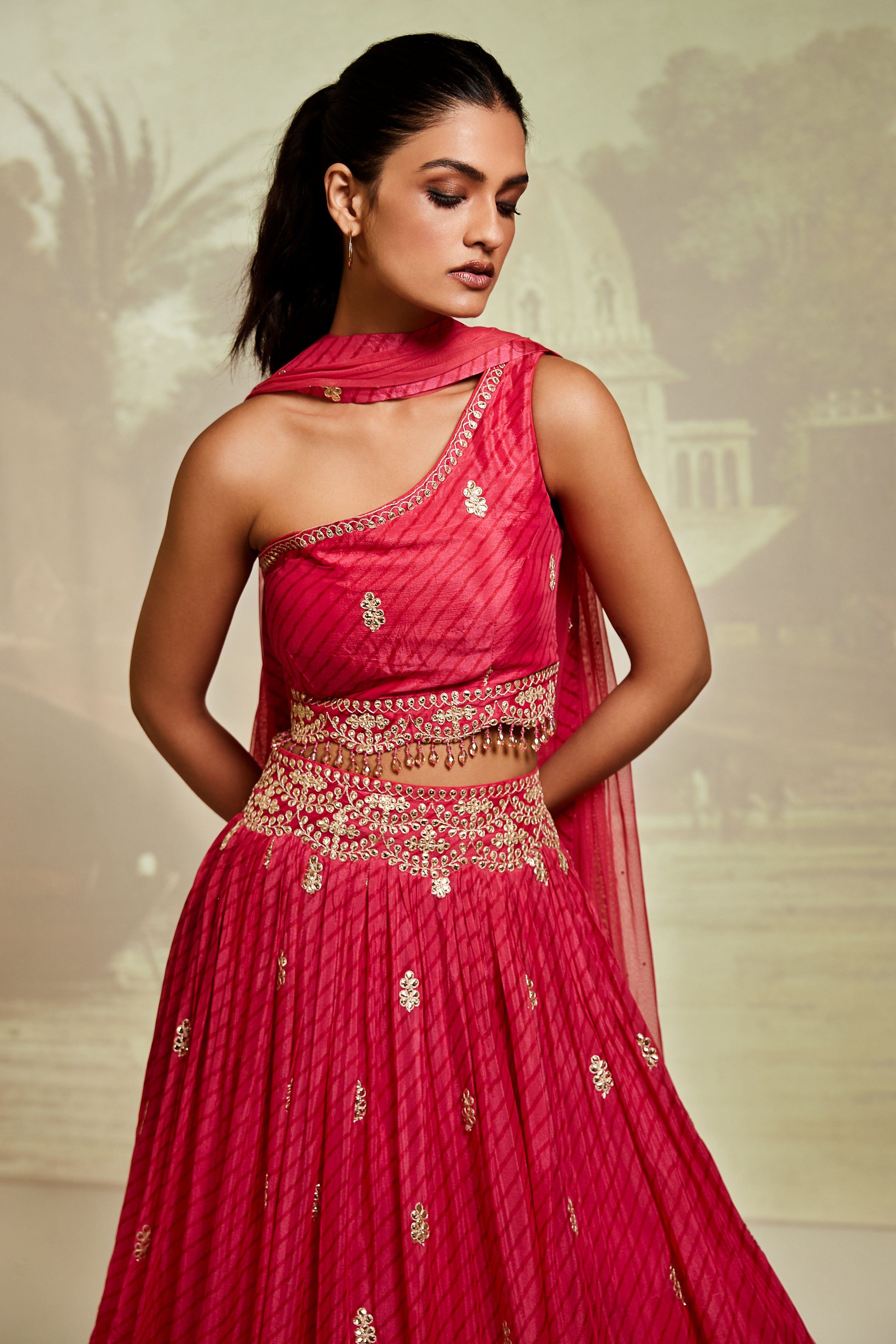 Pink Embroidered Lehenga Set