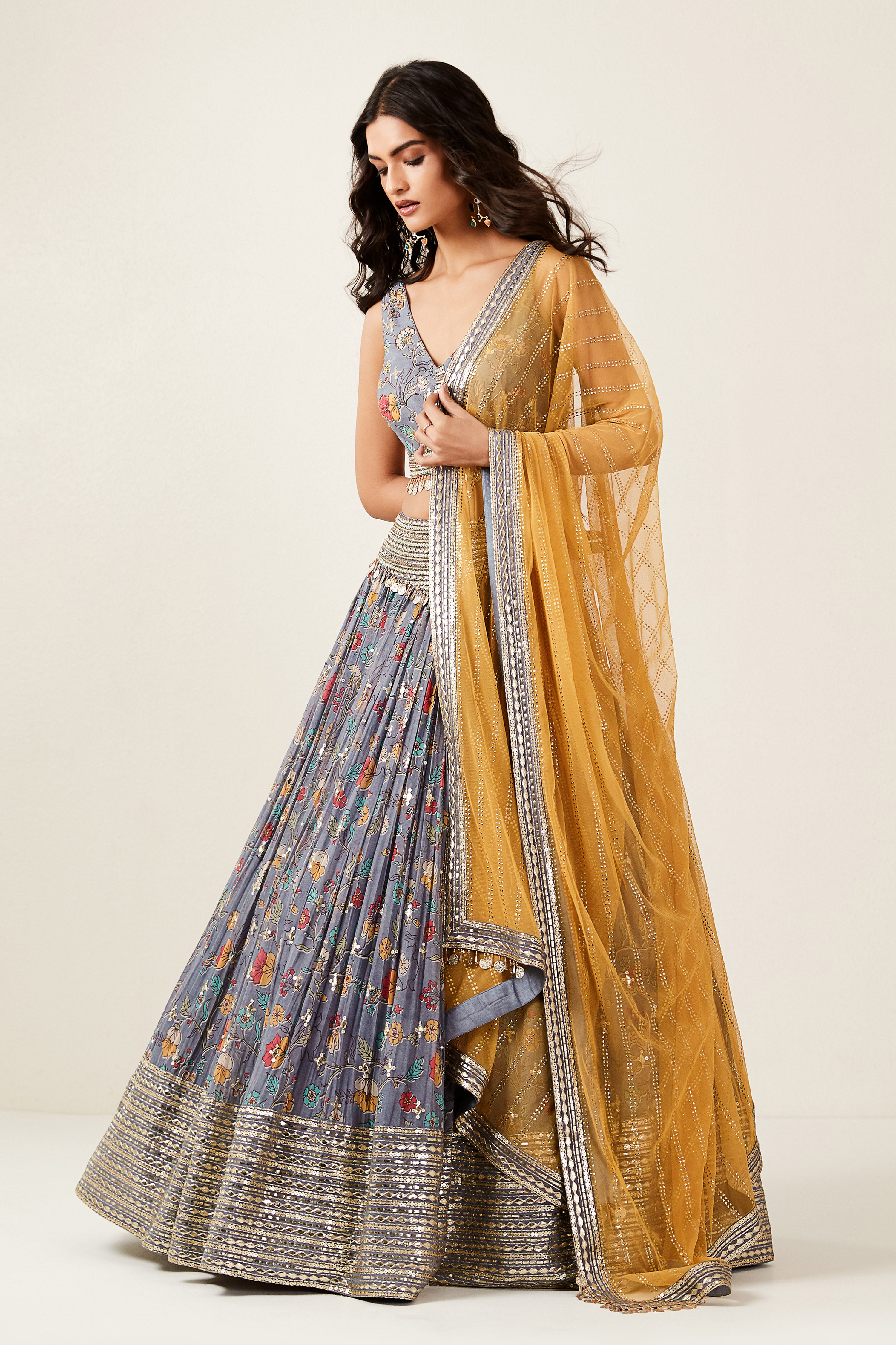 Grey Coin Detailing Lehenga Set