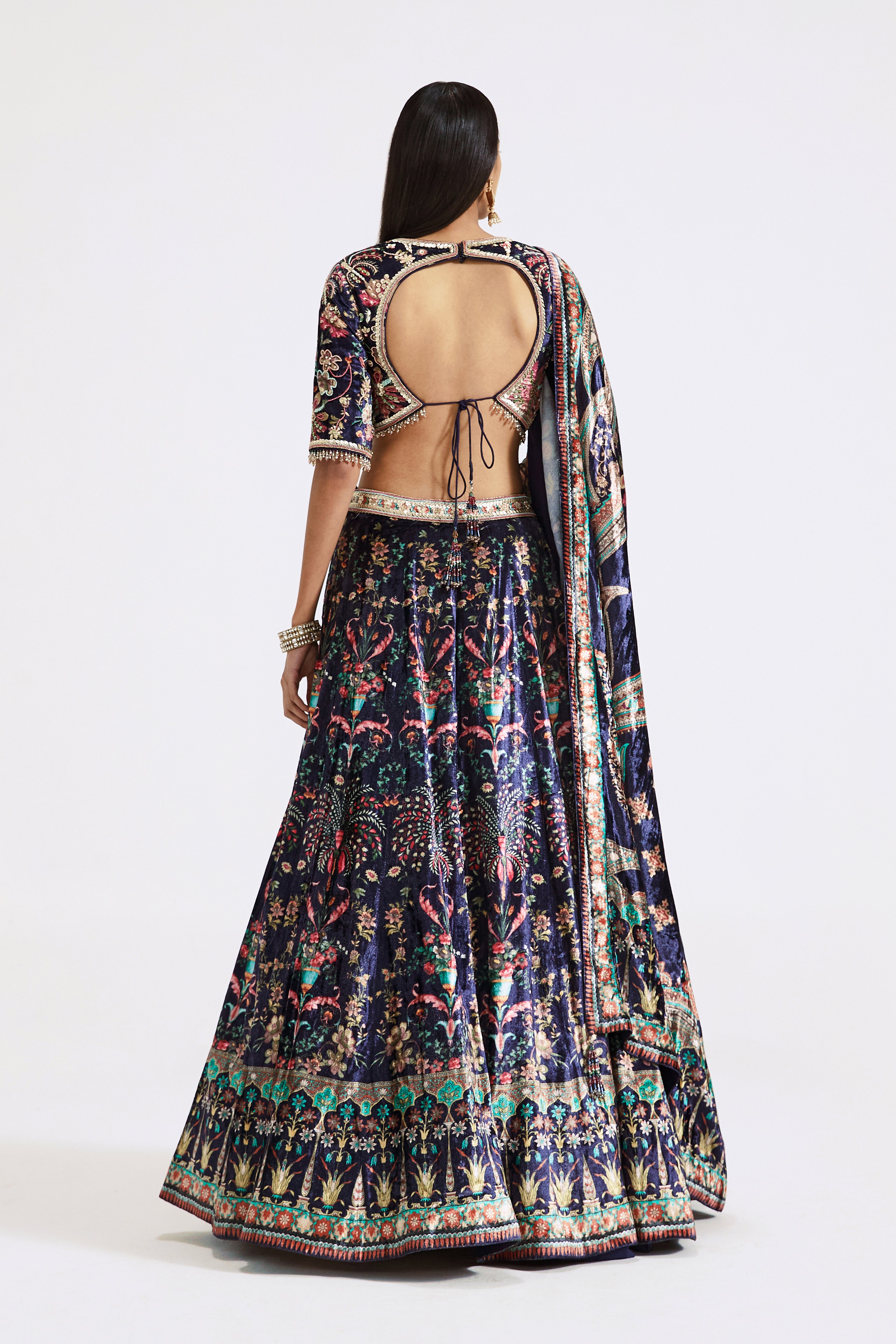 Blue Velvet Lehenga Set