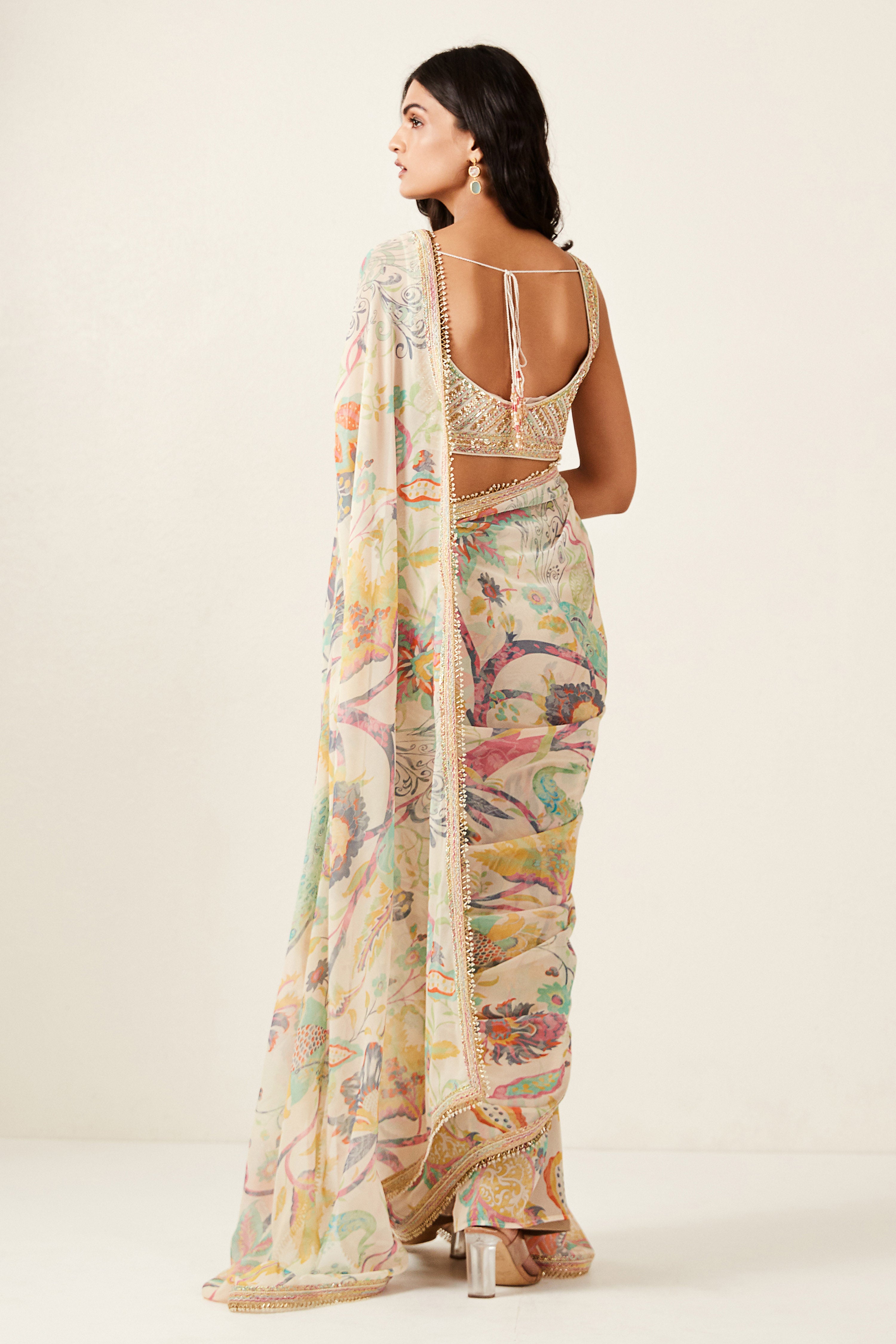 Multicoloured Printed Saree