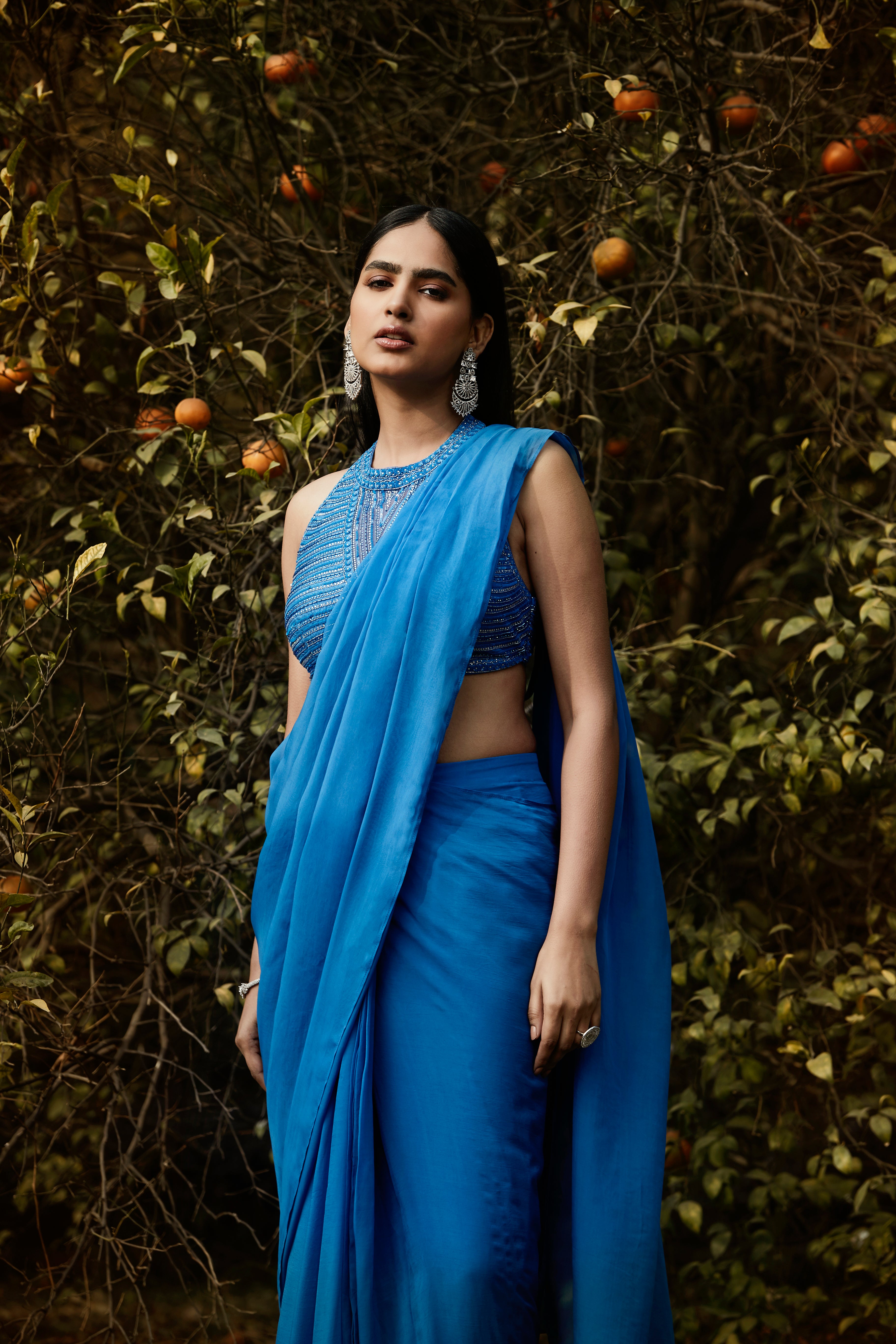 Royal Blue Pre Draped Saree