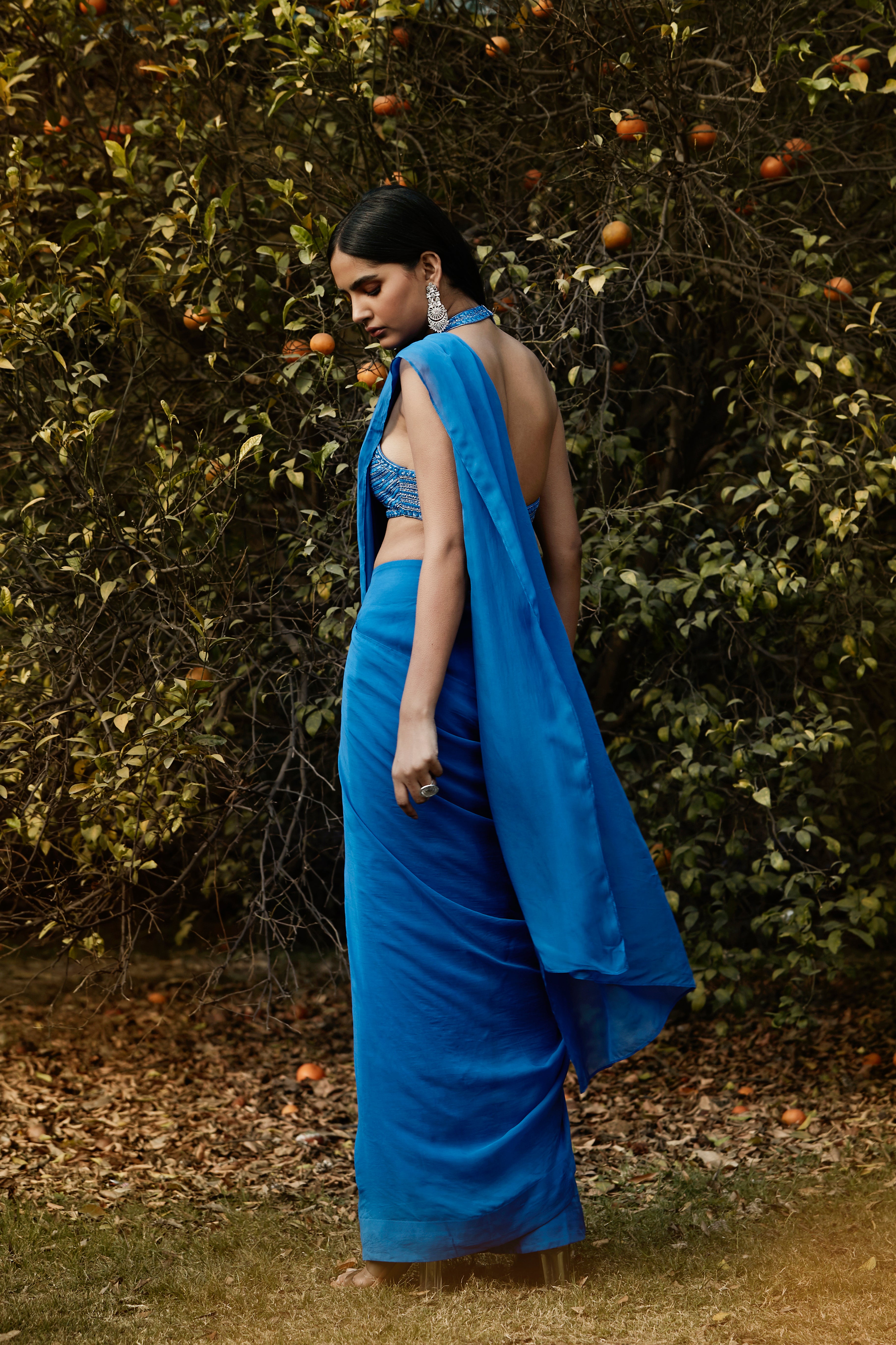 Royal Blue Pre Draped Saree