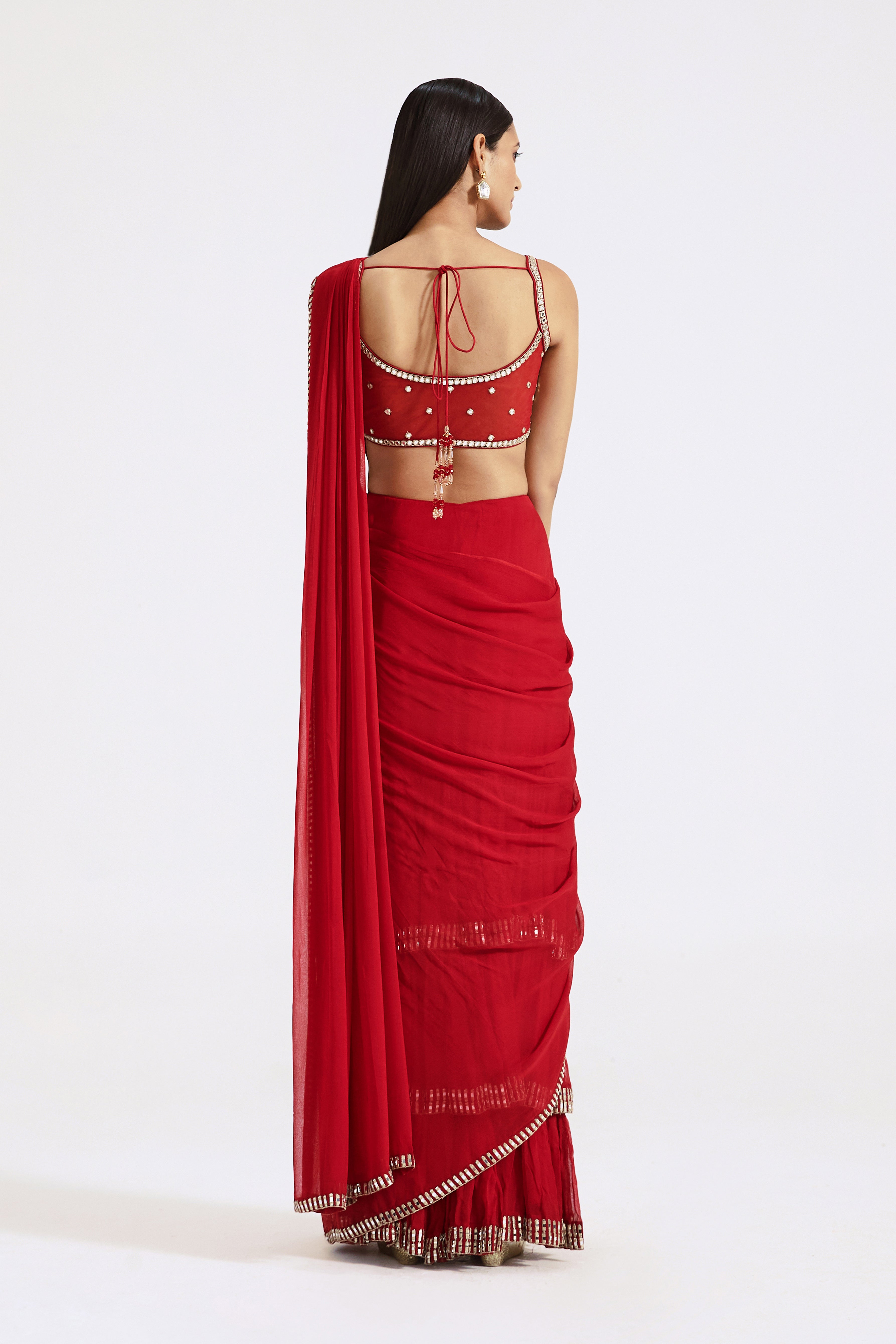 Red Draped Saree