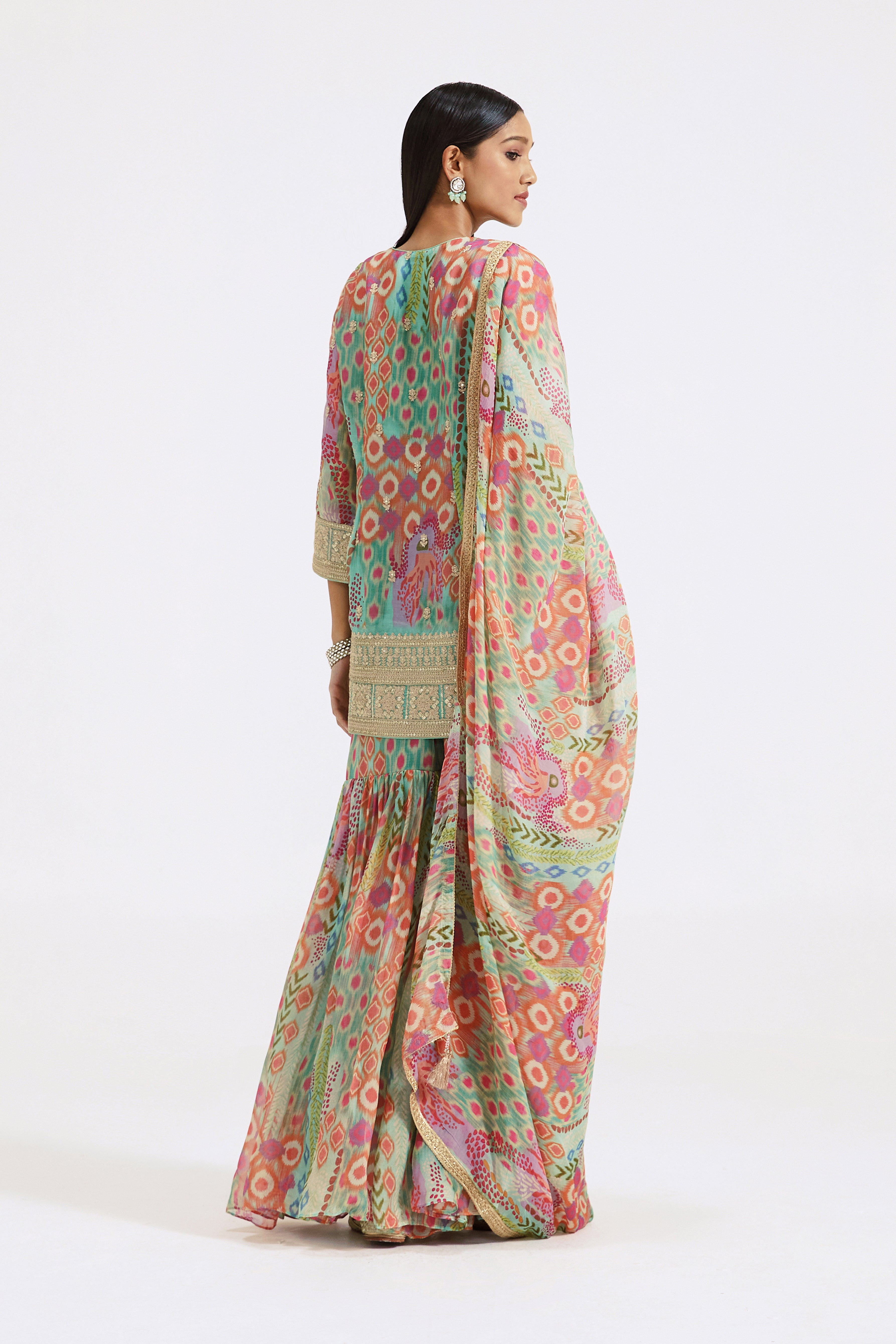 Multicolored Sharara Set