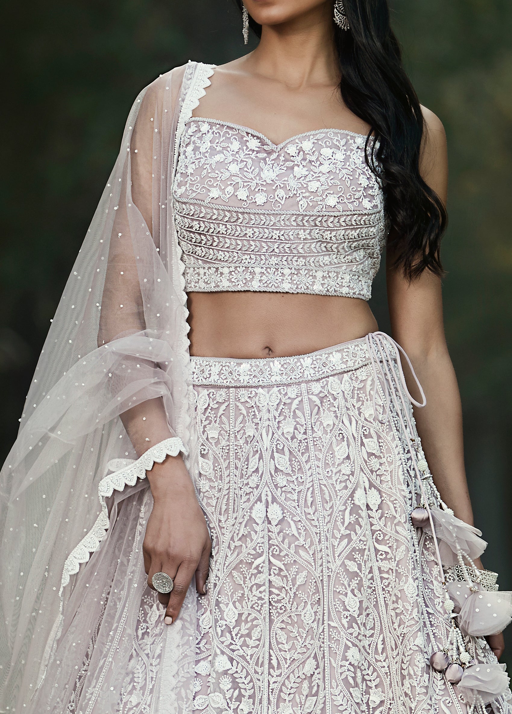 Lilac Lehenga Set with Thread Embroidery