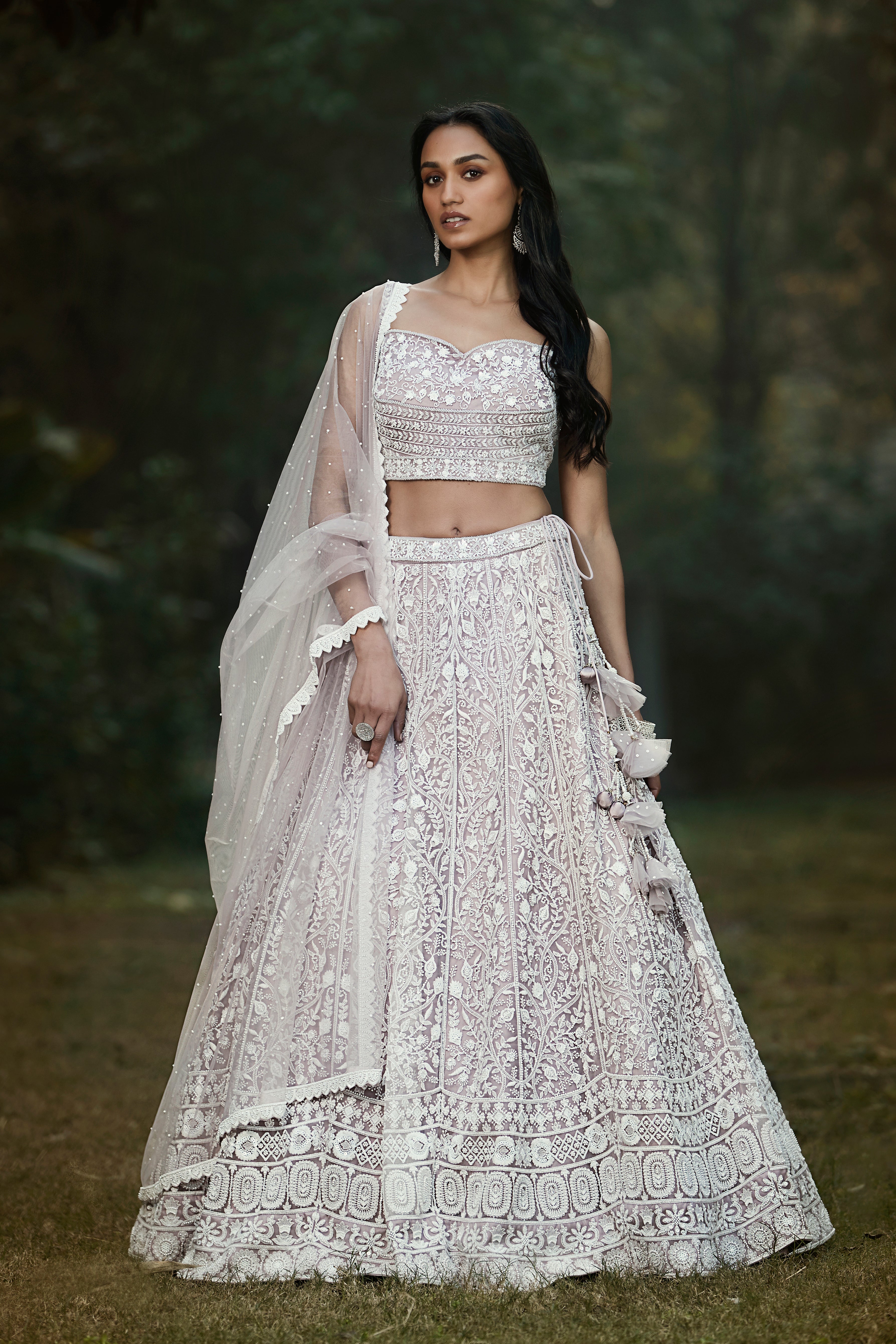 Lilac Lehenga Set with Thread Embroidery