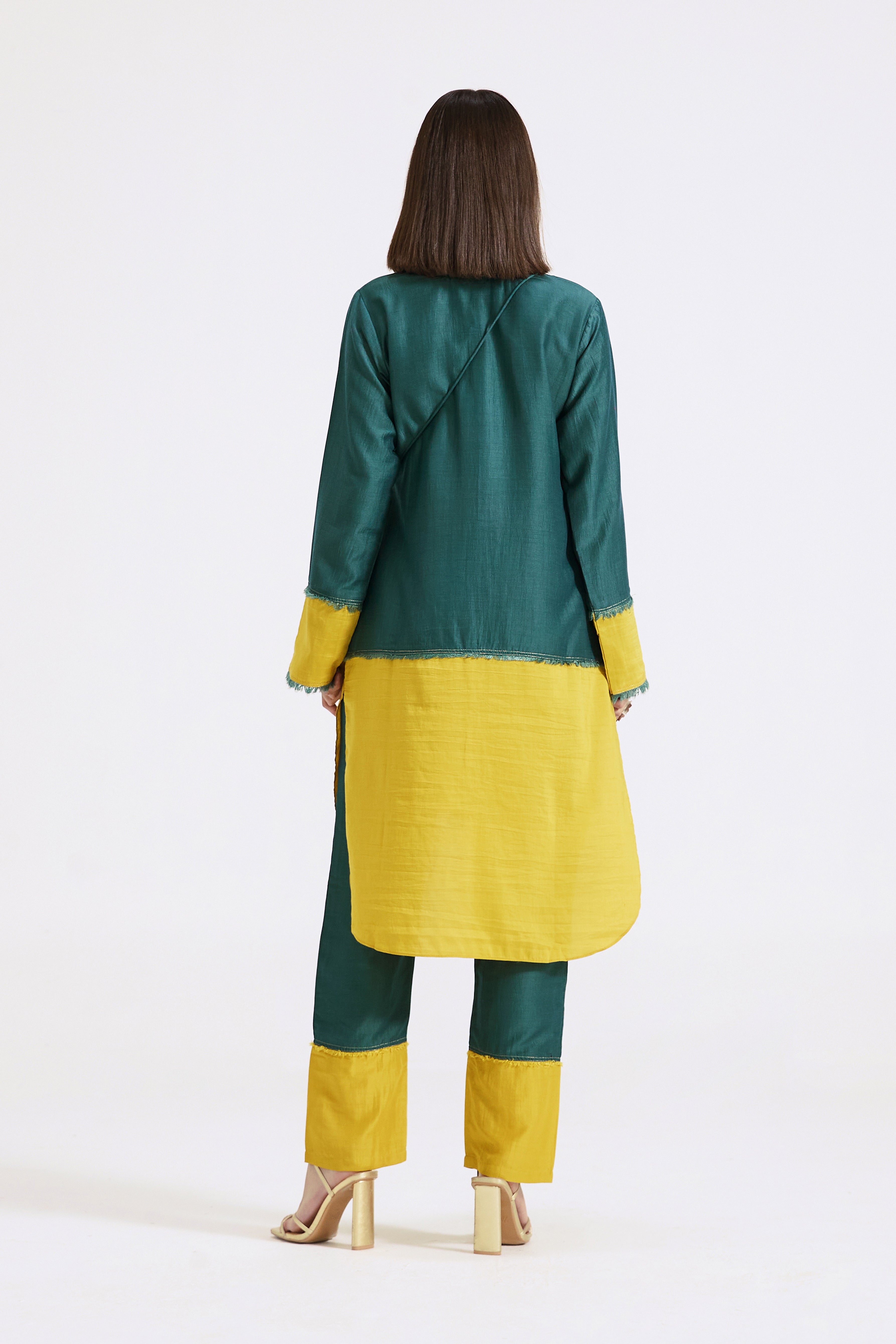 Green Color Block Co-ord Set