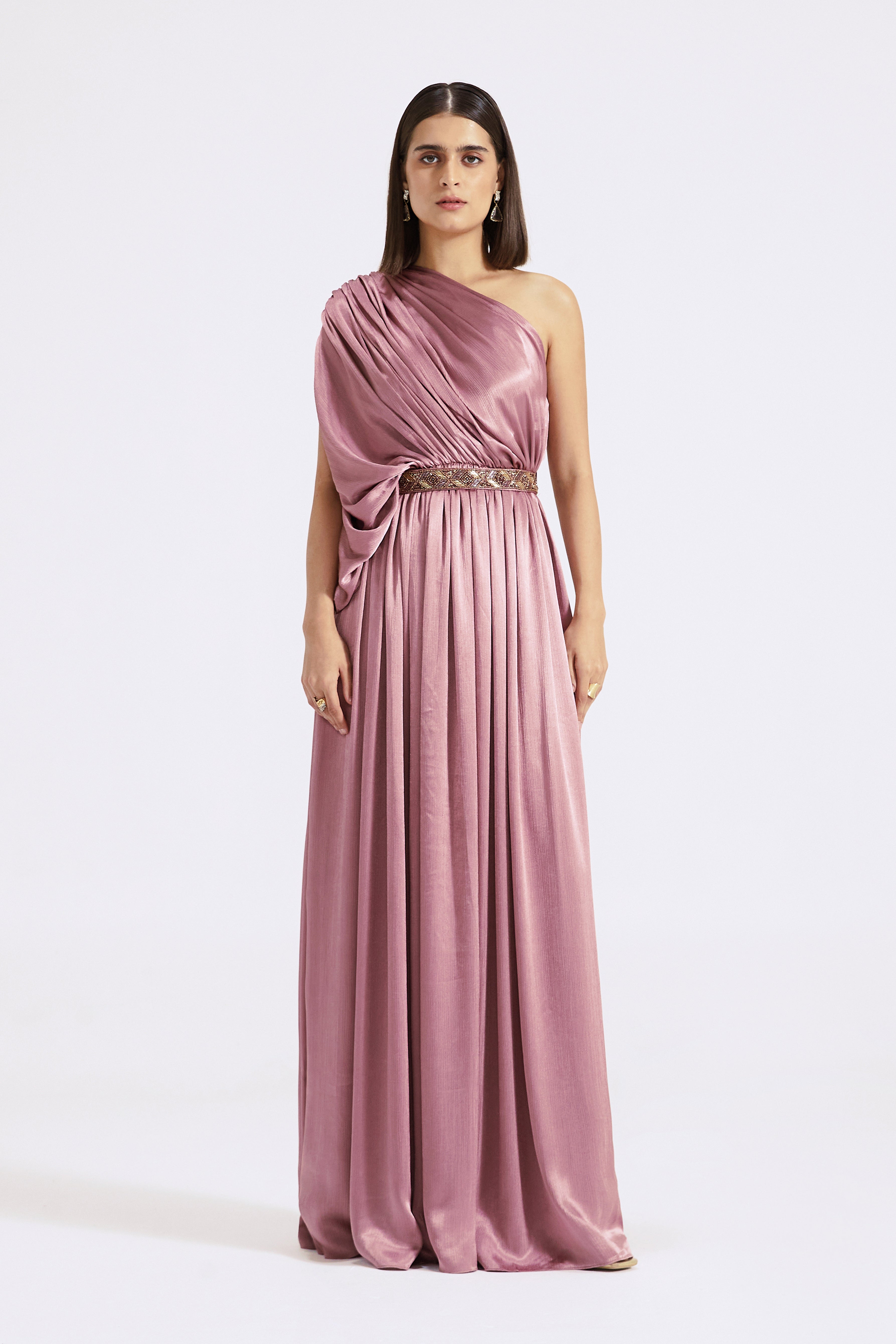 Lilac One Shoulder Draped Gown