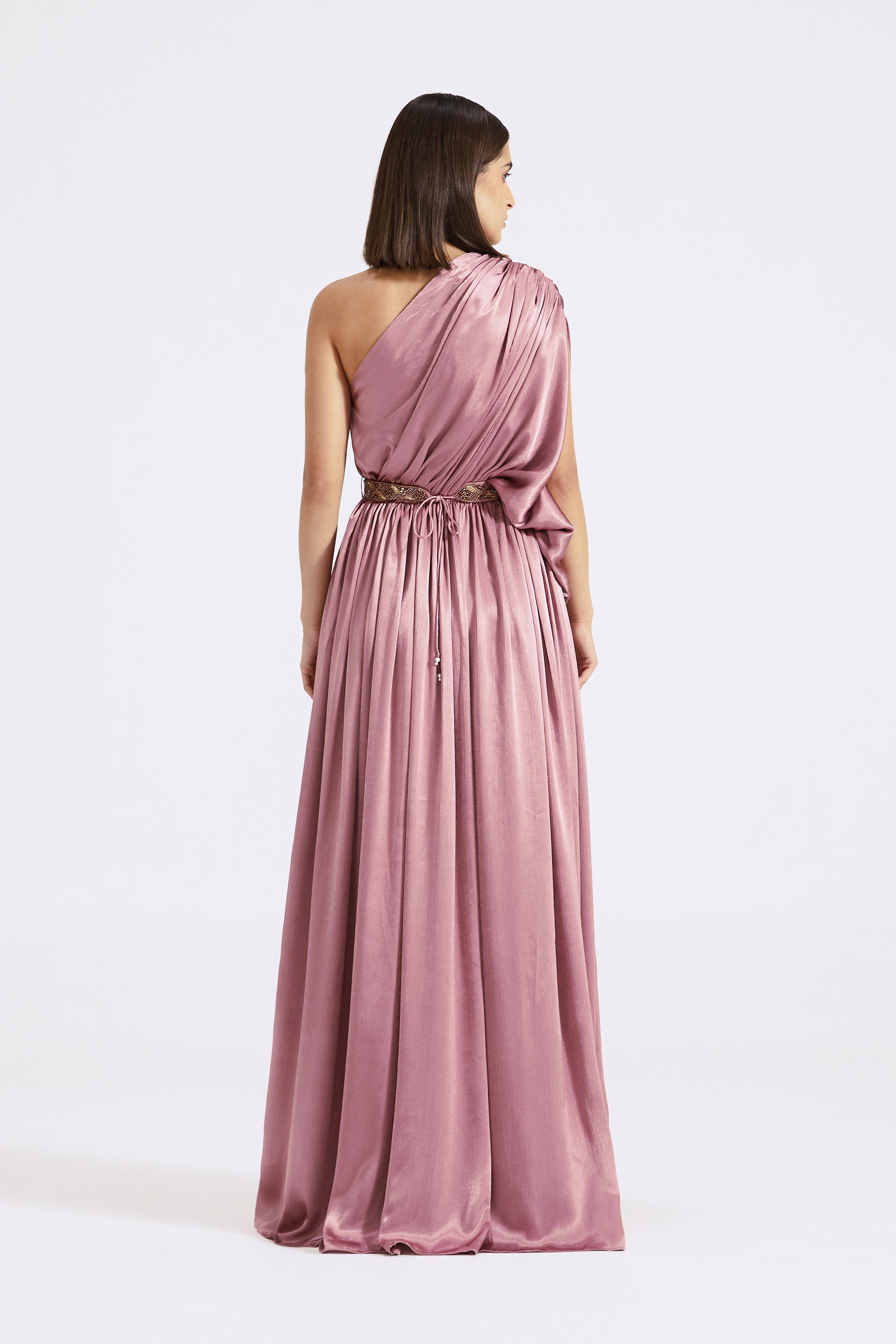 Lilac One Shoulder Draped Gown