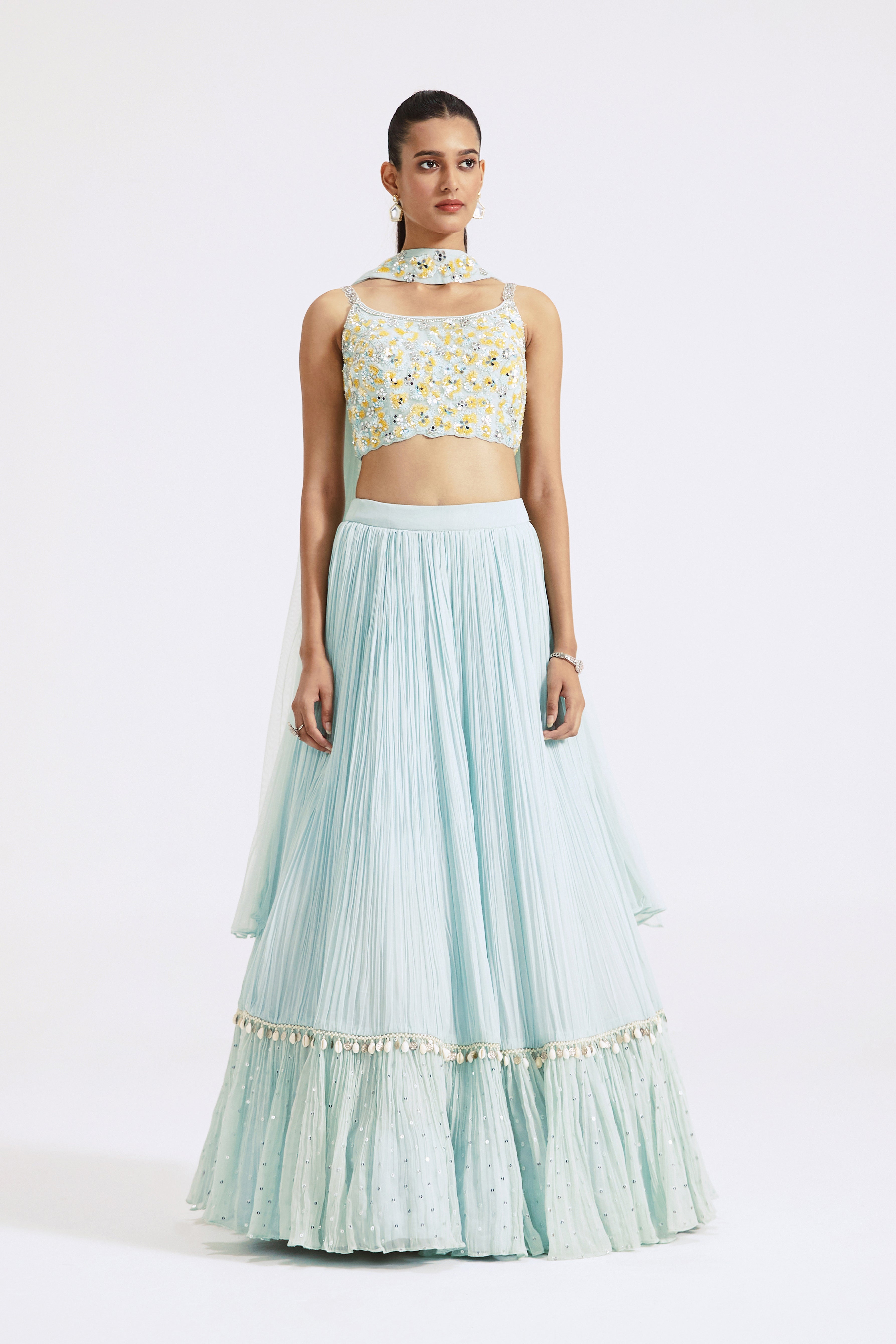 Power Blue Embellished Lehenga