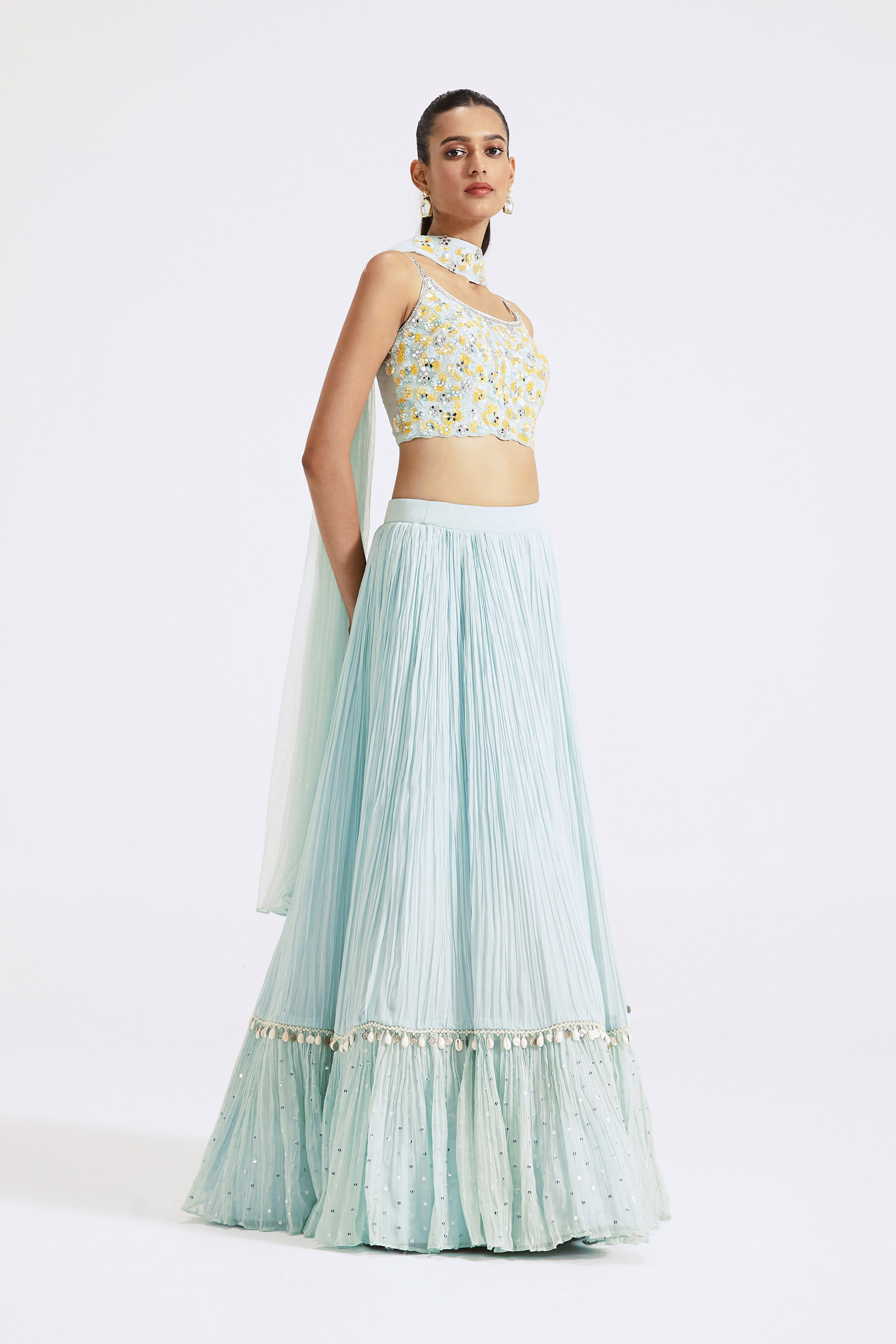 Power Blue Embellished Lehenga