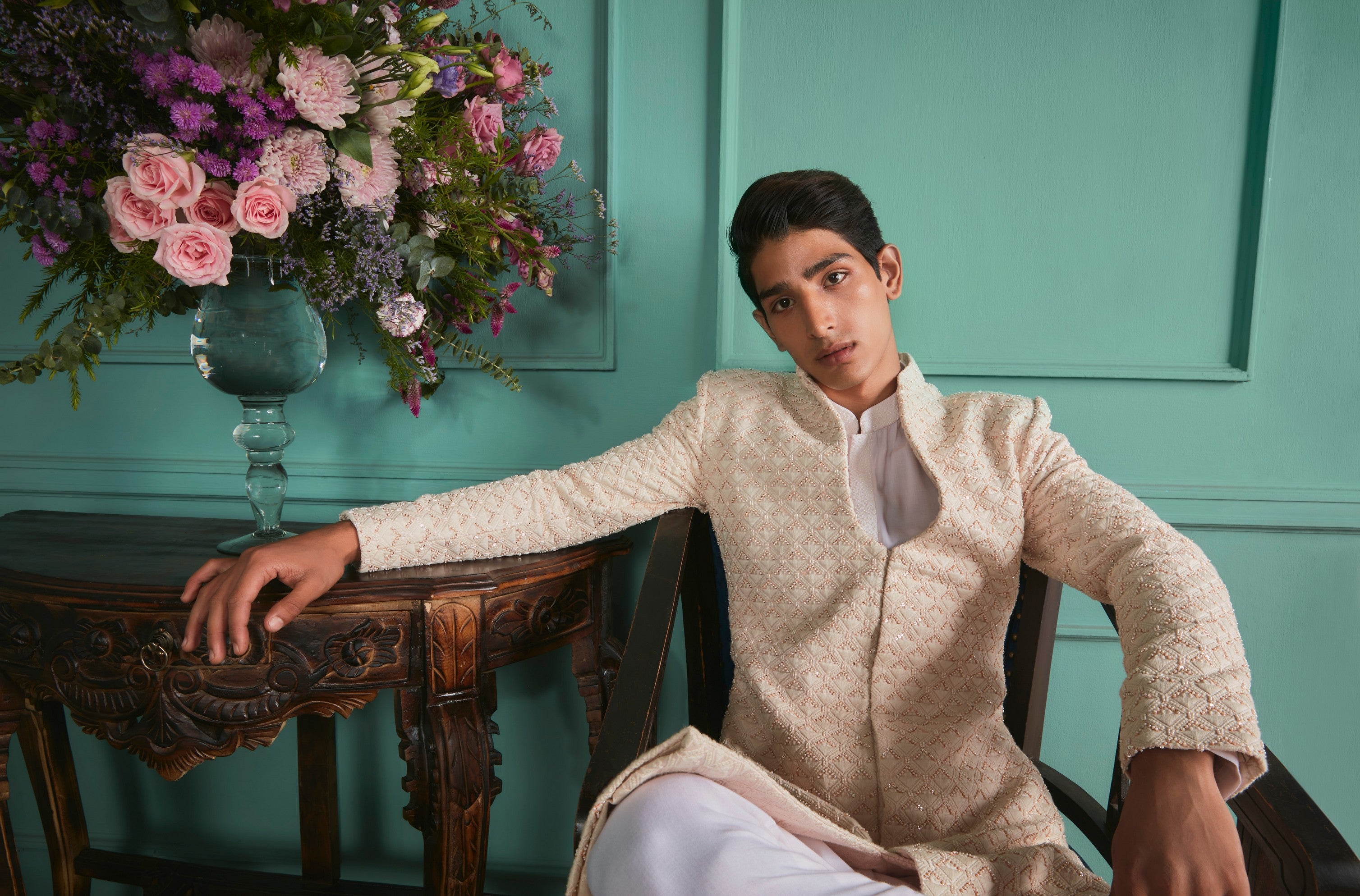 Cloude Cream Sherwani Set