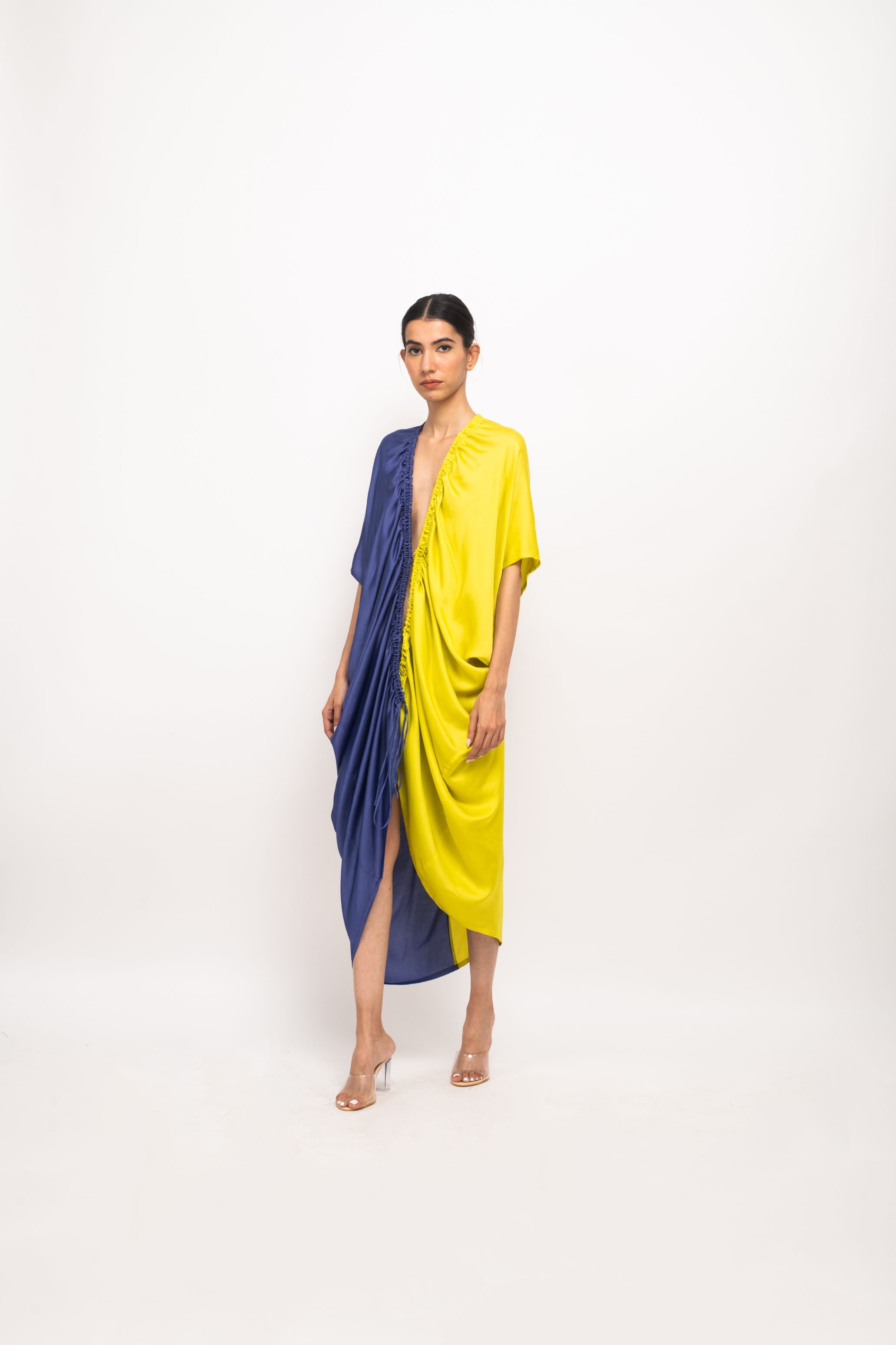 Blue-Neon Rouching Cape