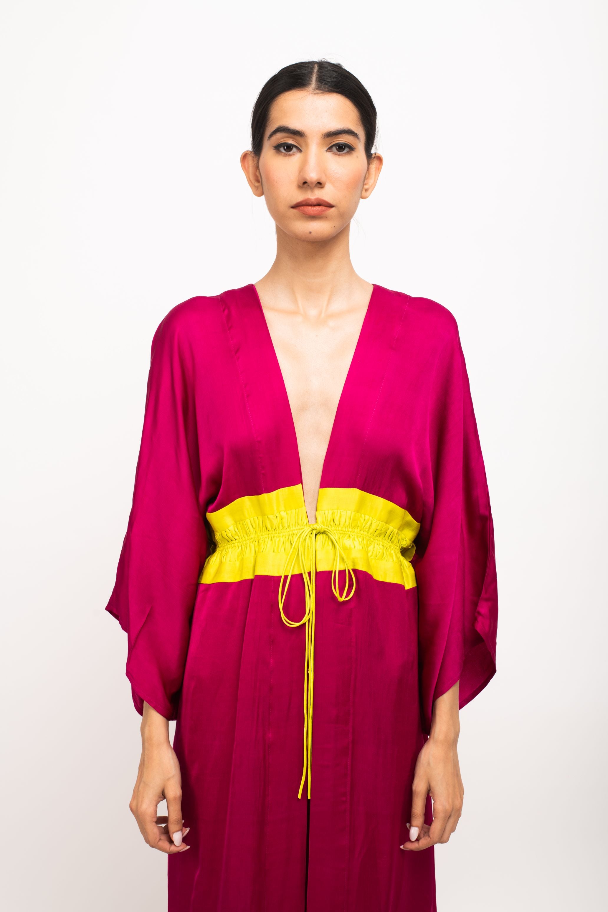 Wine-Neon Asymmetrical Cape