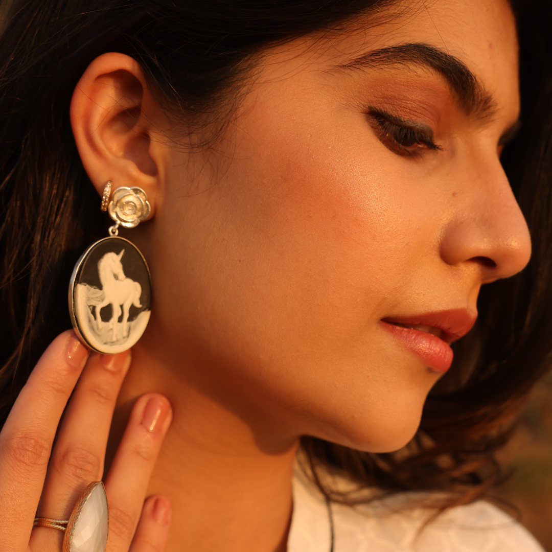 White Horse Earring