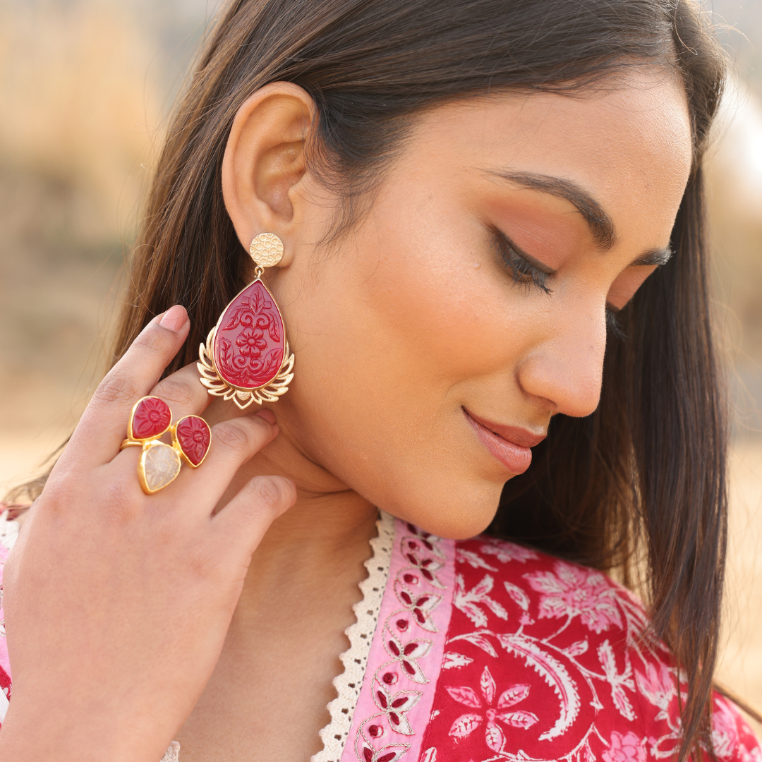 Coral Pineapple Earrings