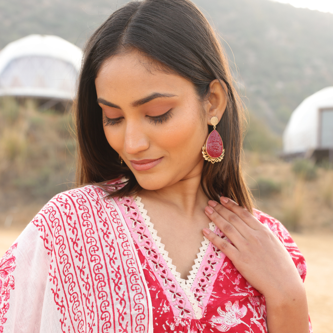 Coral Pineapple Earrings