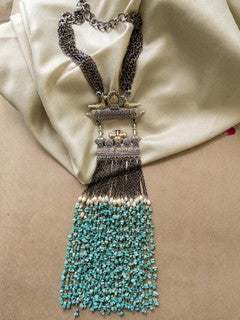 PEACOCK TURQUOISE BEADS NECKLACE