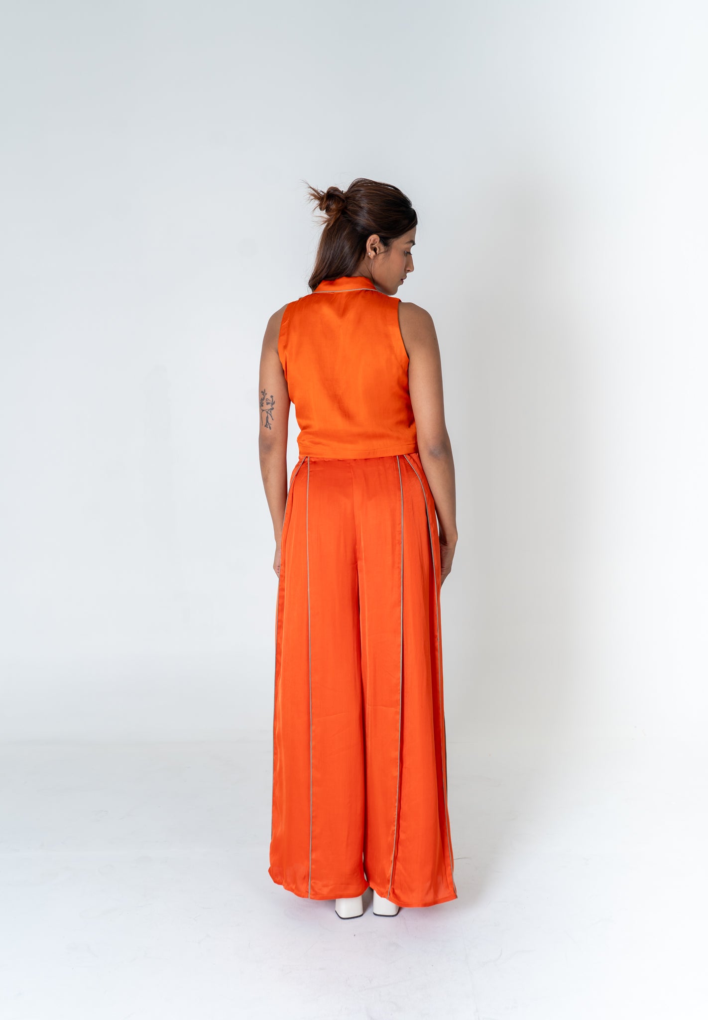 Orange Sleeveless Waistcoat Co-ord Set