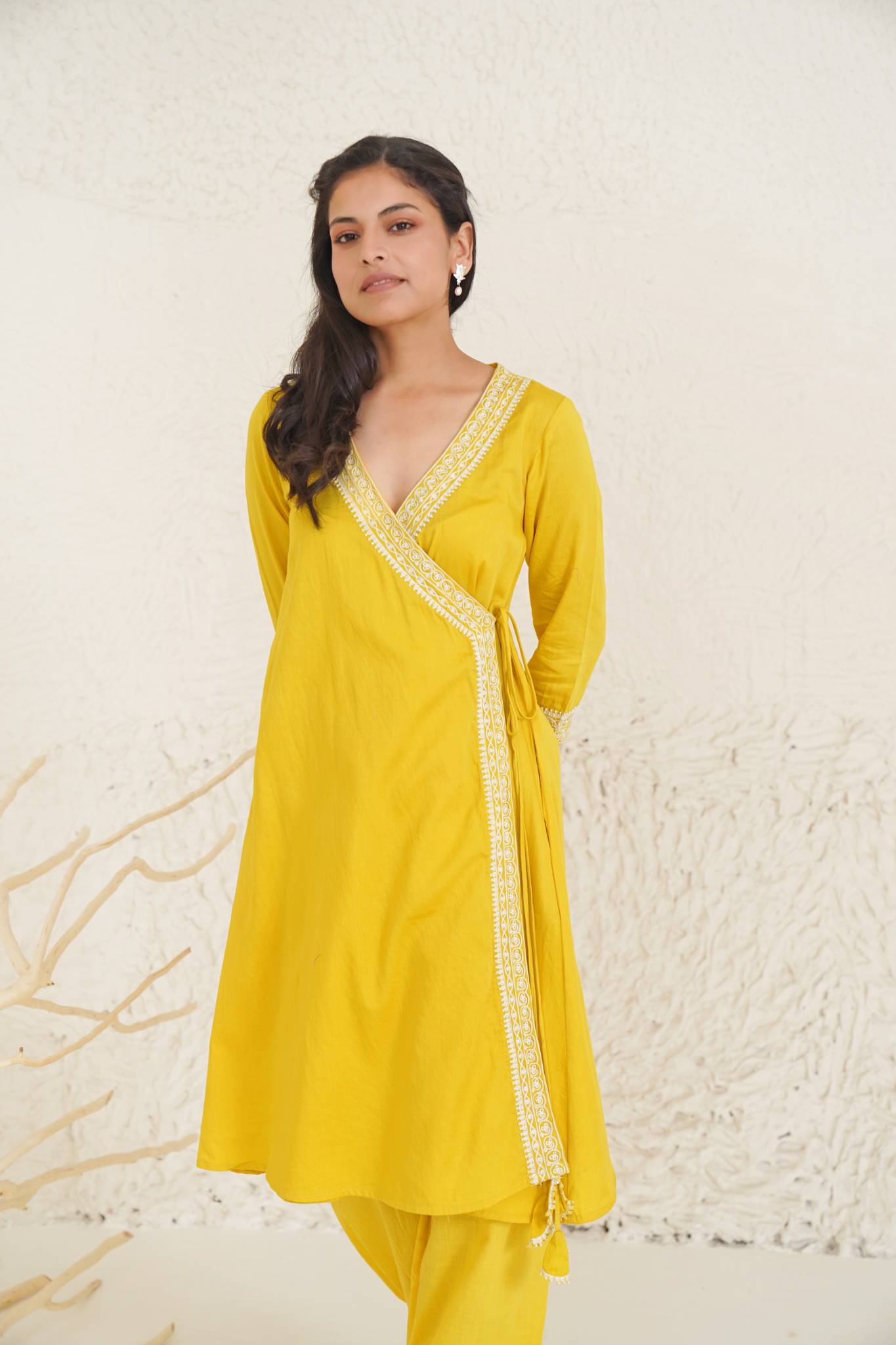 Vibrant Daffodil Kurta with Pegged Pants & Dupatta- Set of 3