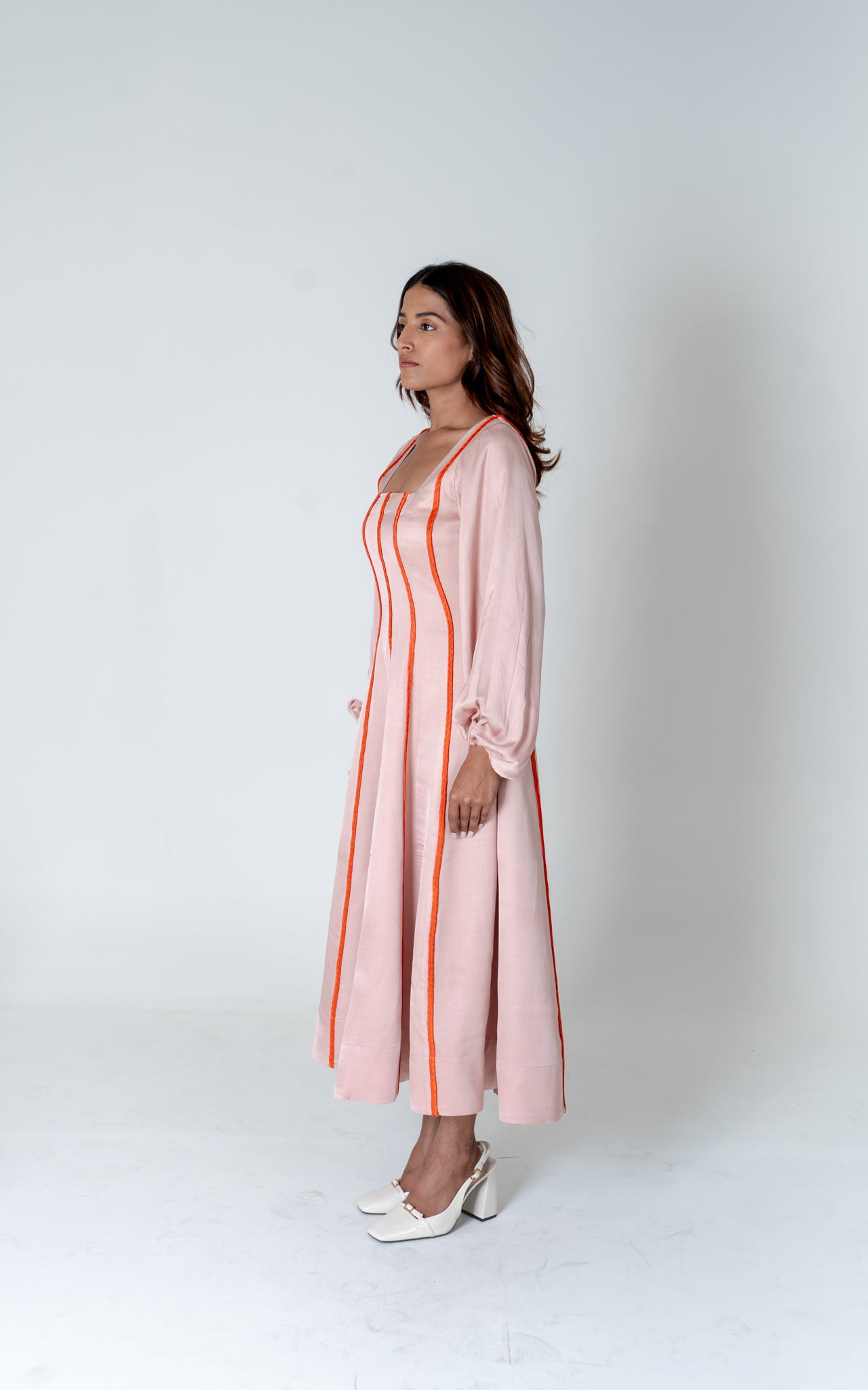 Pink Maxi Dress- Orange Braids